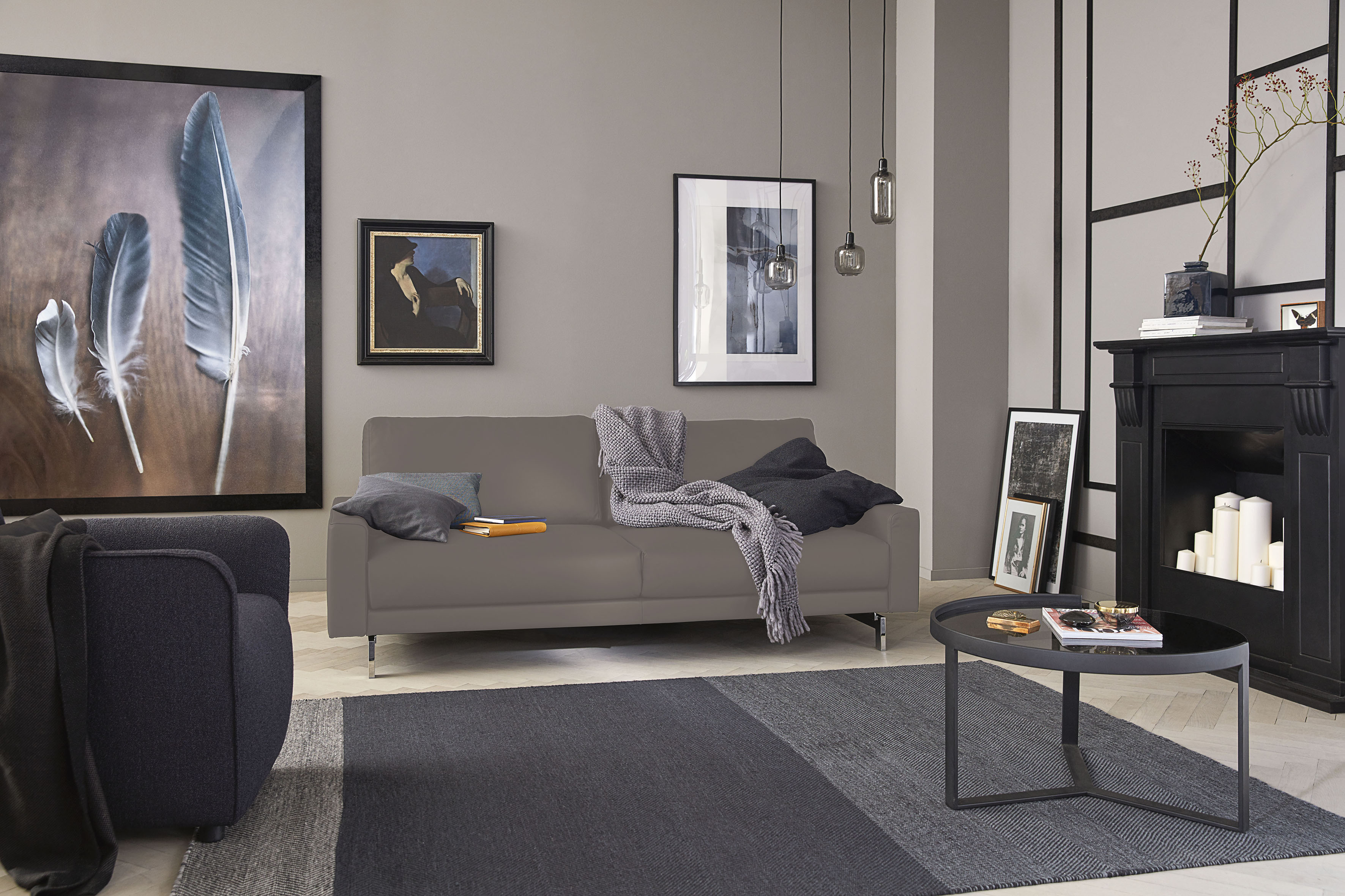 Creation BY ROLF BENZ 3-Sitzer "CR.450, Designsofa, Loungesofa" Armlehne niedrig, Fuß chromfarben glänzend, Breite 204 cm
