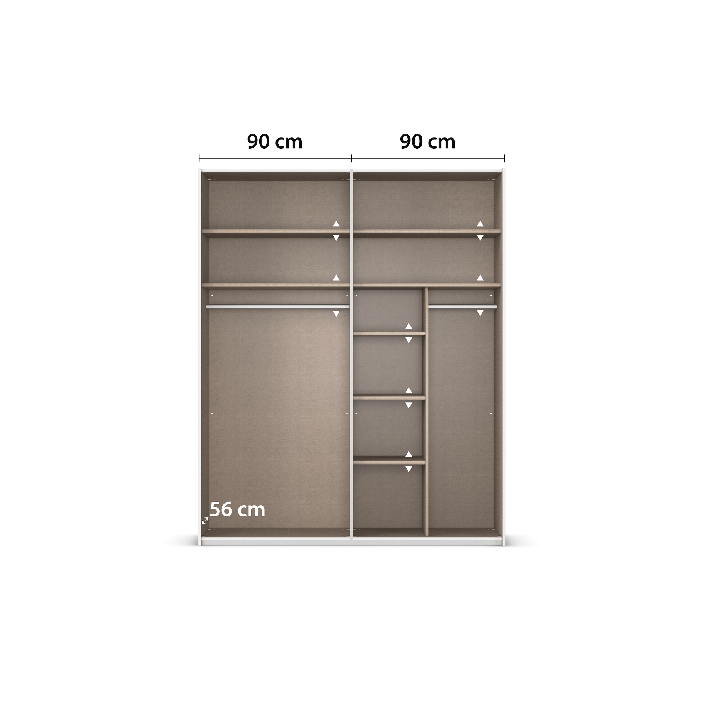 rauch Schwebetürenschrank »Kleiderschrank Schrank Garderobe Schlafzimmerschrank CONTIDO«, (in 3 verschiedenen Ausstattungen BASIC/CLASSIC/PREMIUM), aus hochwertigem Material in 6 Breiten 2 Griff-Farben MADE IN GERMANY