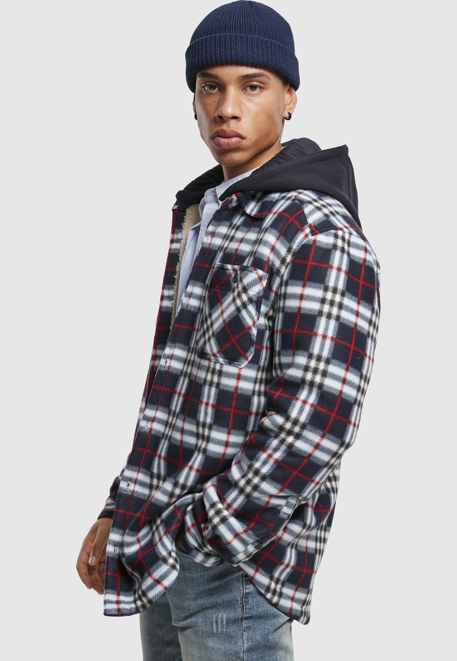 URBAN CLASSICS Allwetterjacke »Urban Classics Herren Hooded Polar Fleece Overshirt« 1 Stk. tlg. mit Kapuze