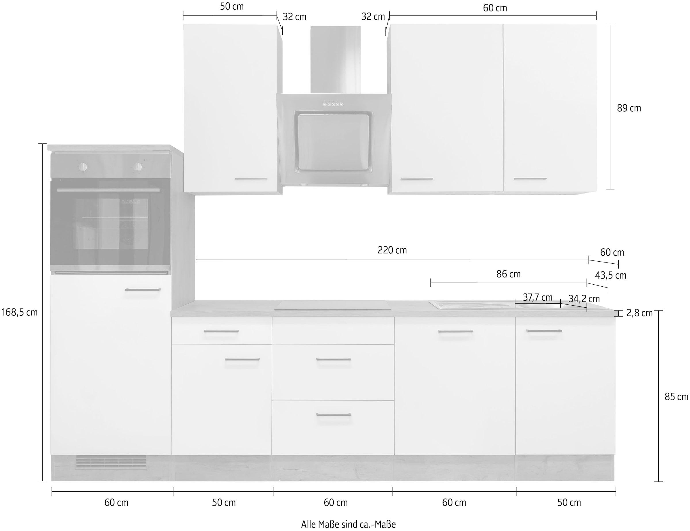 Flex-Well Küchenzeile »Vintea«, | mit cm 280 Gesamtbreite E-Geräten, kaufen BAUR