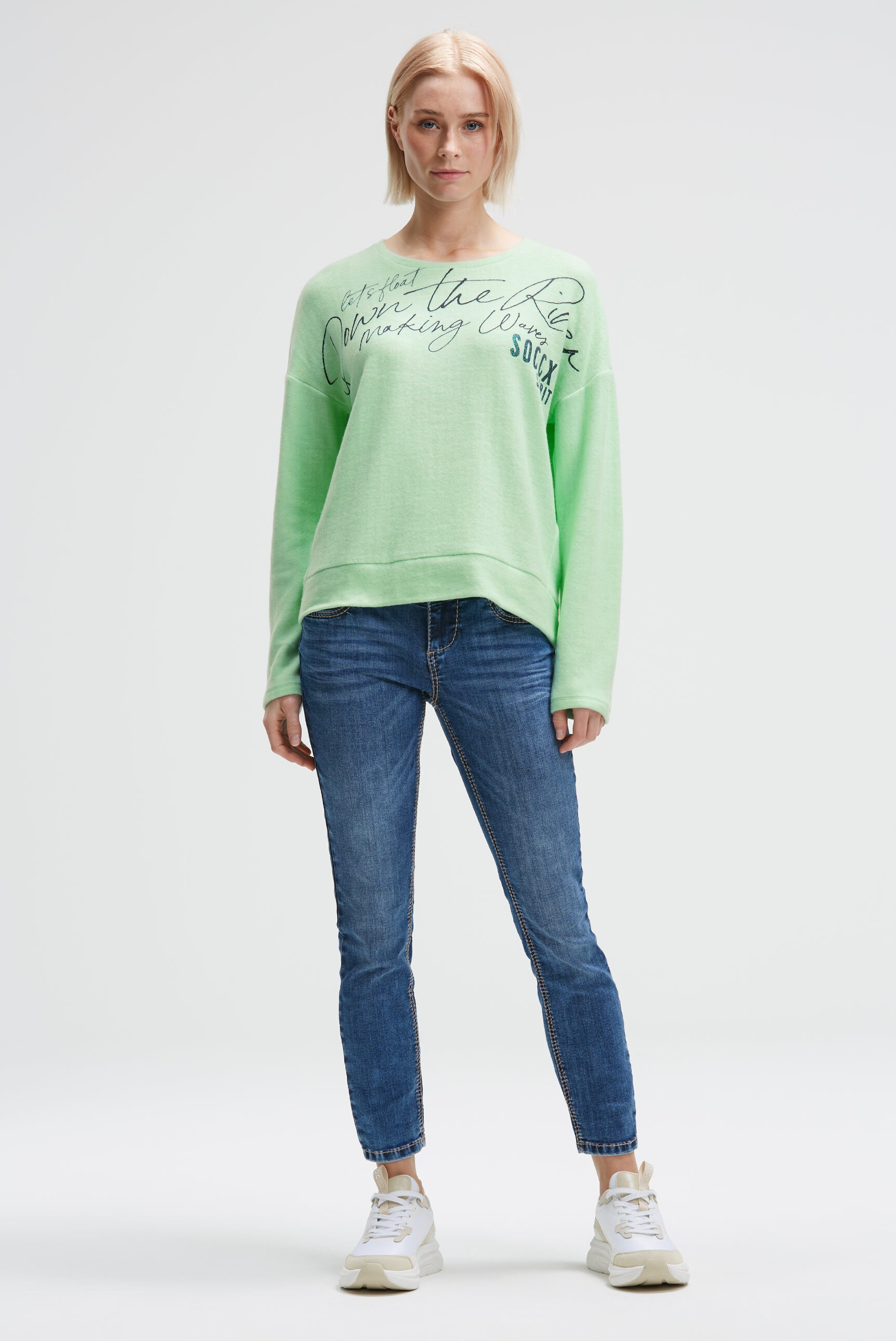 SOCCX Rundhalspullover mit weicher Haptik