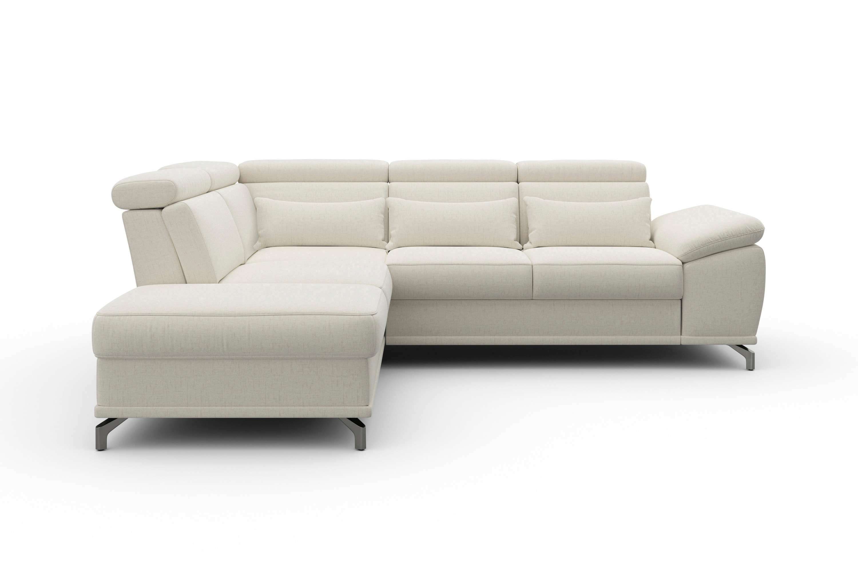 sit&more Ecksofa "Cabrio L-Form, B: 274 cm, mit Sitztiefen-, Arm- & Kopfteilverstellung" 3 Nierenkissen, Federkern, optional Schlaffunktion und Stauraum