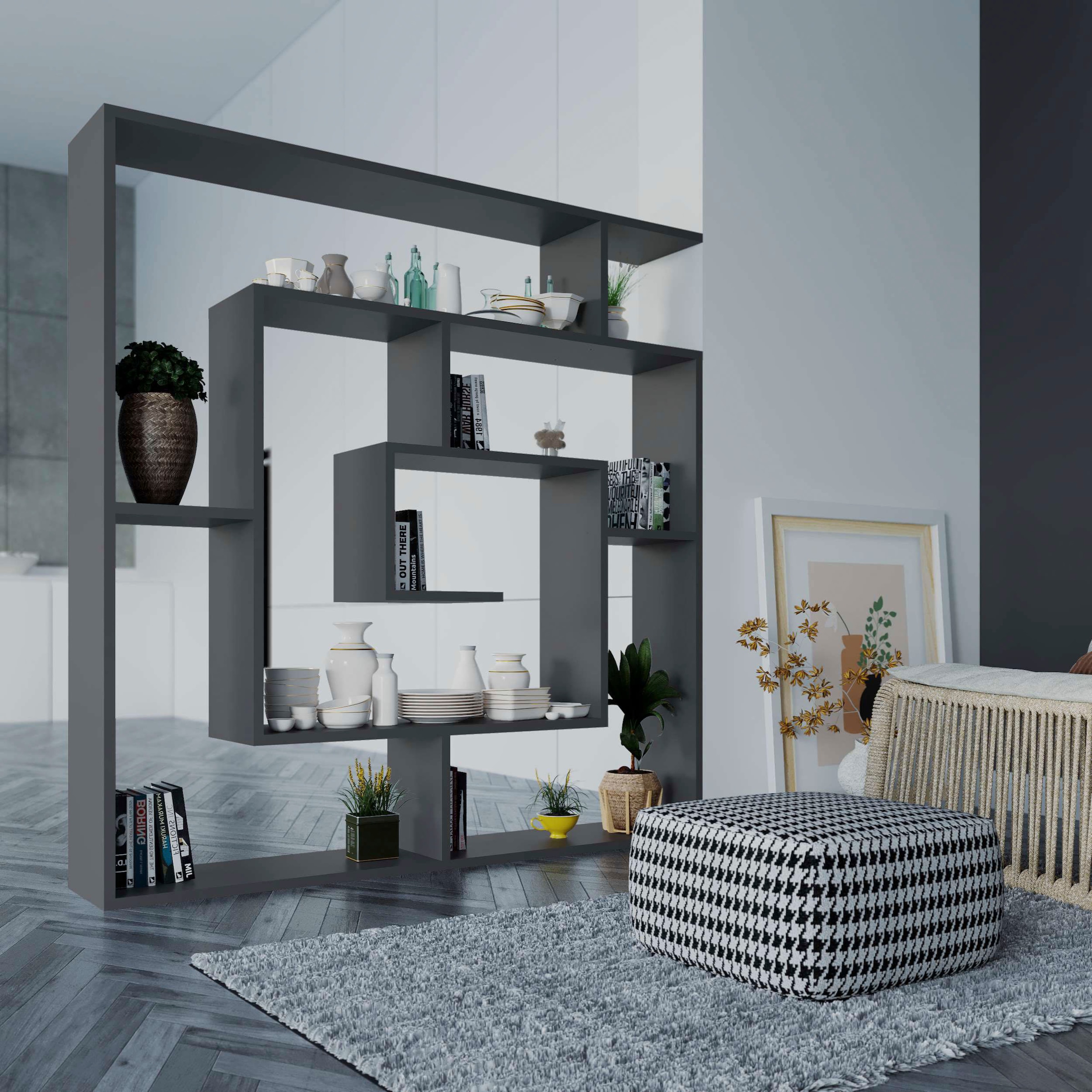 Decortie Bücherregal »Labirent Bücherregal«, (Packung), Leichte Montage, Lagerung, Platzsparend