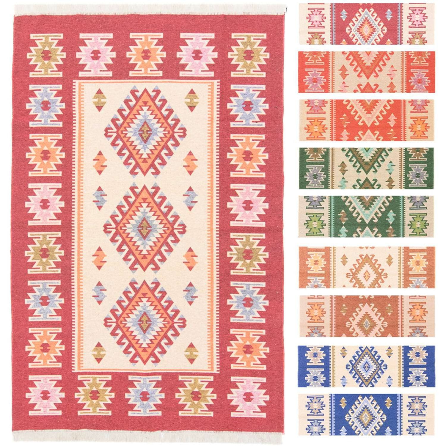 morgenland Wollteppich »Kelim Teppich - Trendy »Ariz« Rechteckig«, rechteckig, 0,5 mm Höhe, Flachgewebe