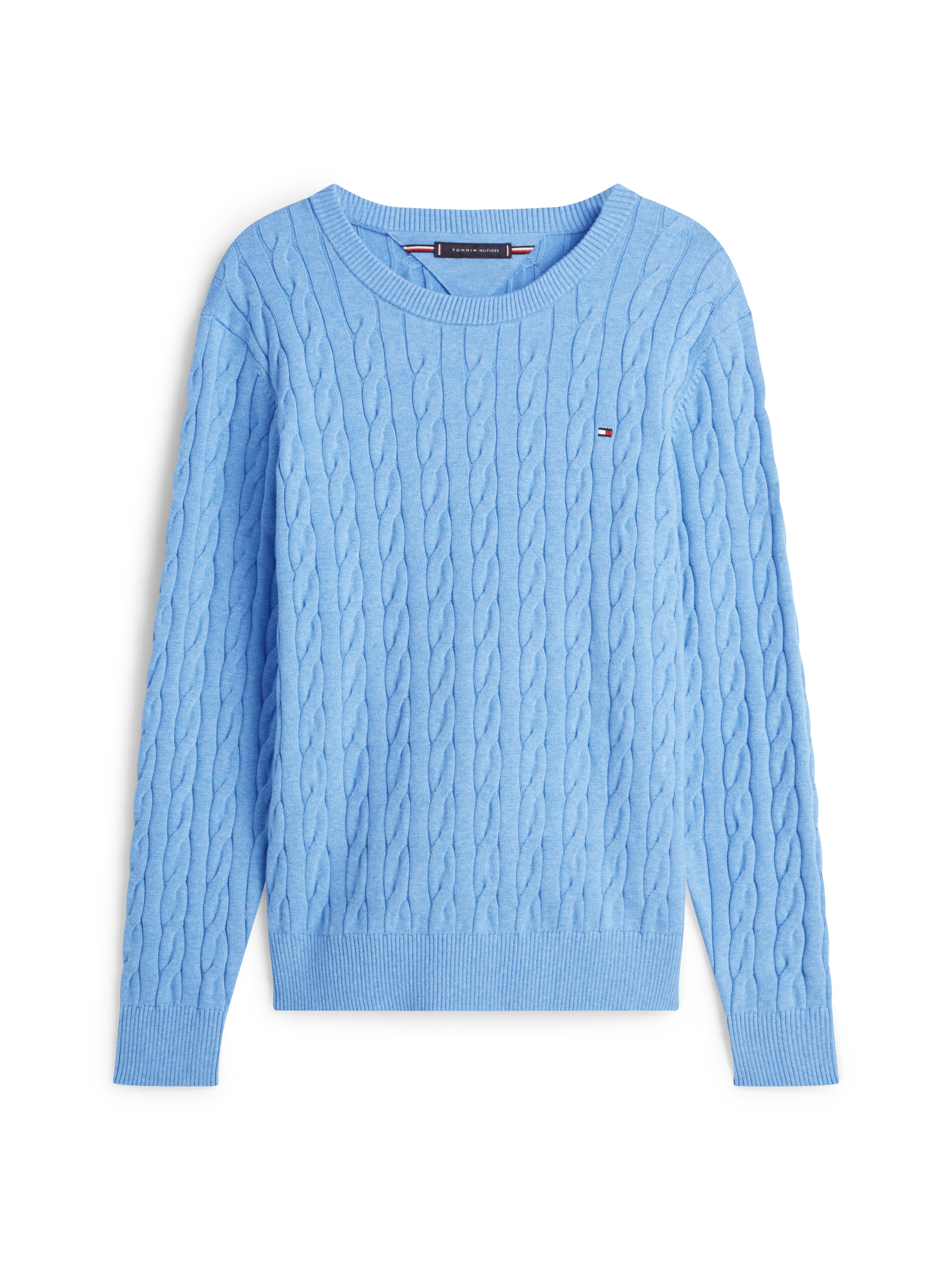 Tommy Hilfiger Strickpullover »CLASSIC CABLE CREW NECK mit Strukturstrick und Flaglabel«