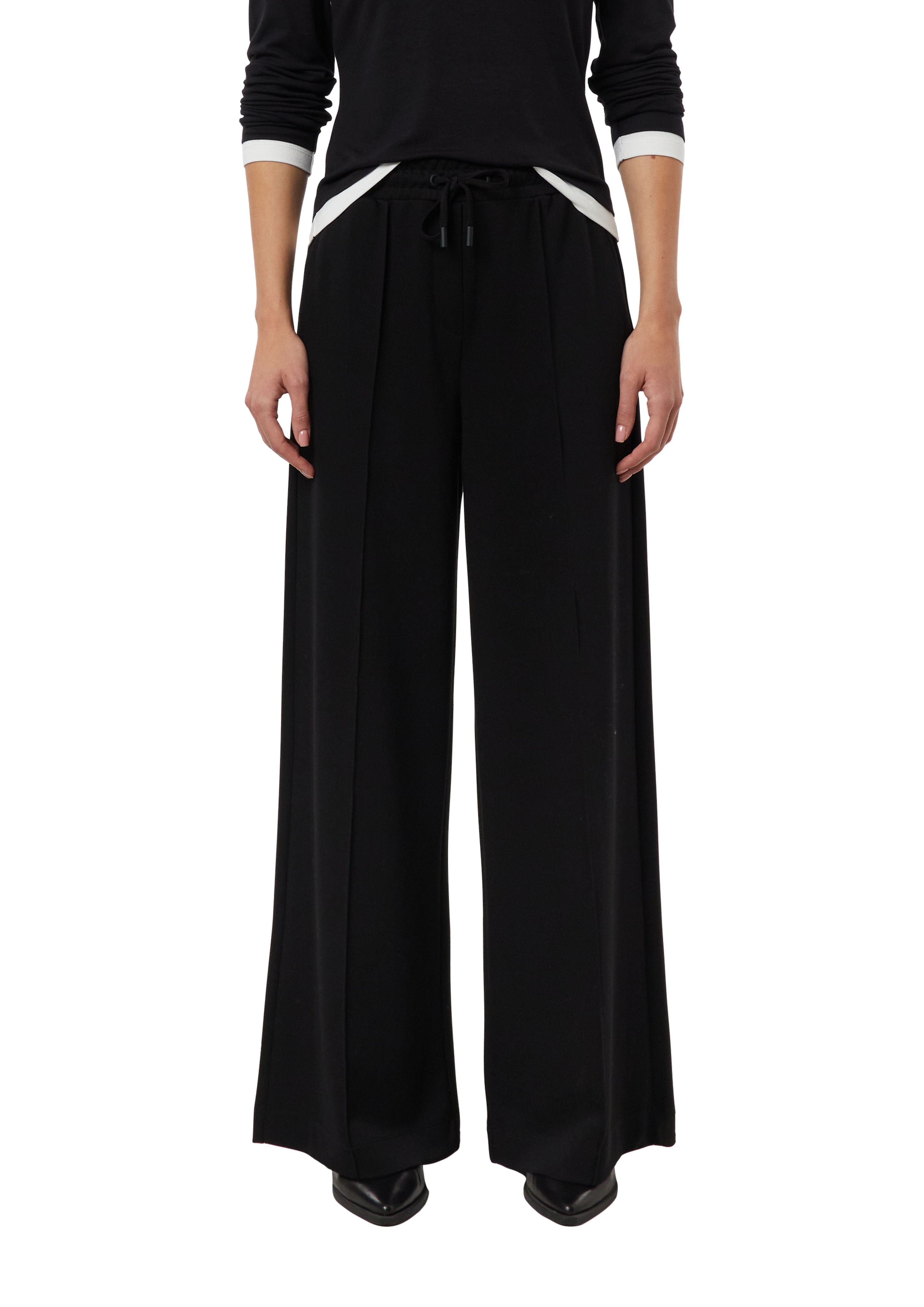 Comma Stoffhose mit weitem Bein und Kordelzug