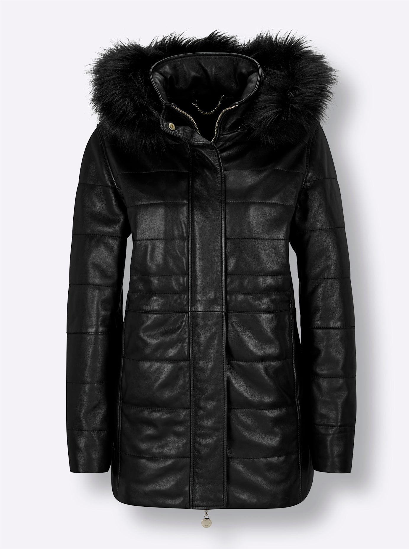Mainpol Lederjacke mit Kapuze