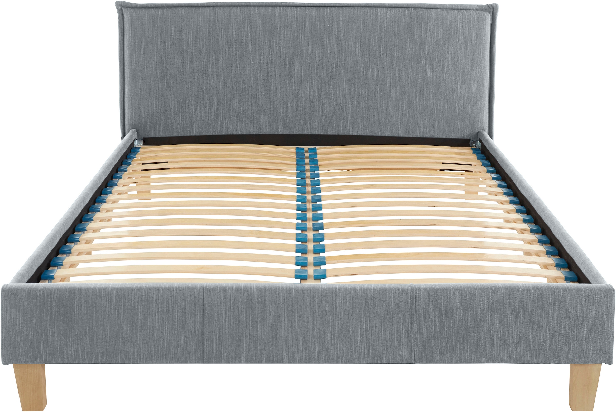 OTTO products Polsterbett »Heddi«, in 5 Breiten: von 90cm-200cm, Biese am Kopfteil, Strukturstoff