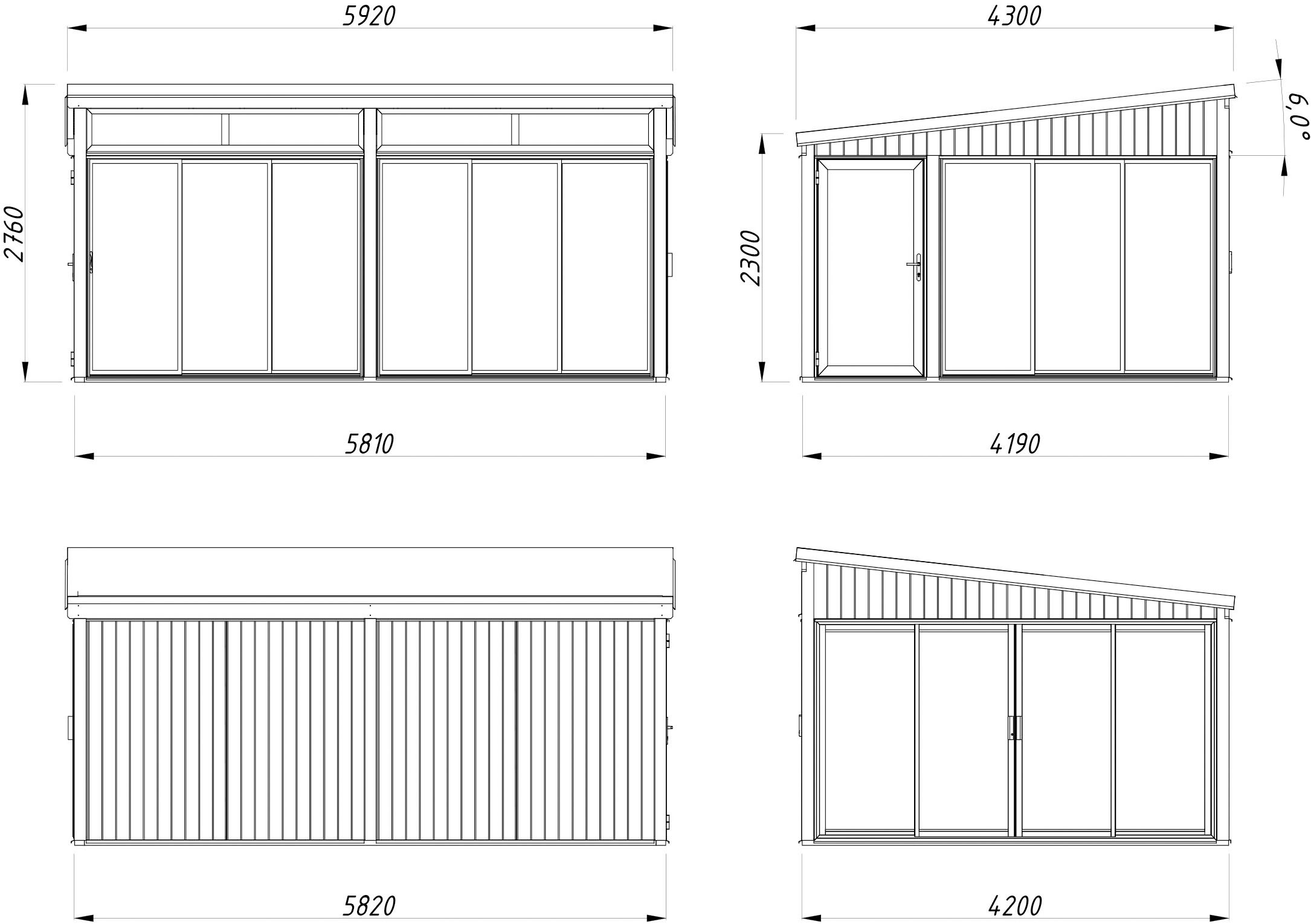 Palmako Holzpavillon »Saga 23,3 m² Slide« BxTxH: 592x430x276 cm