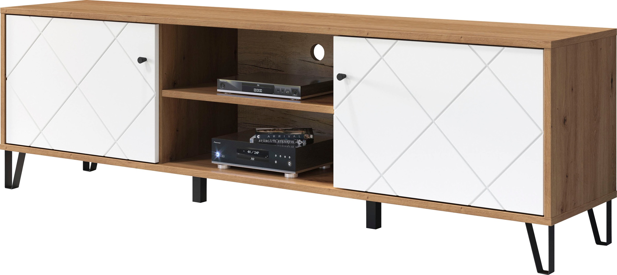 Home affaire Lowboard »Tarragona TV-Kommode« TV-Unterteil mit 2 Türen & 2 Fächern - (B/T/H) 183/40/56 cm