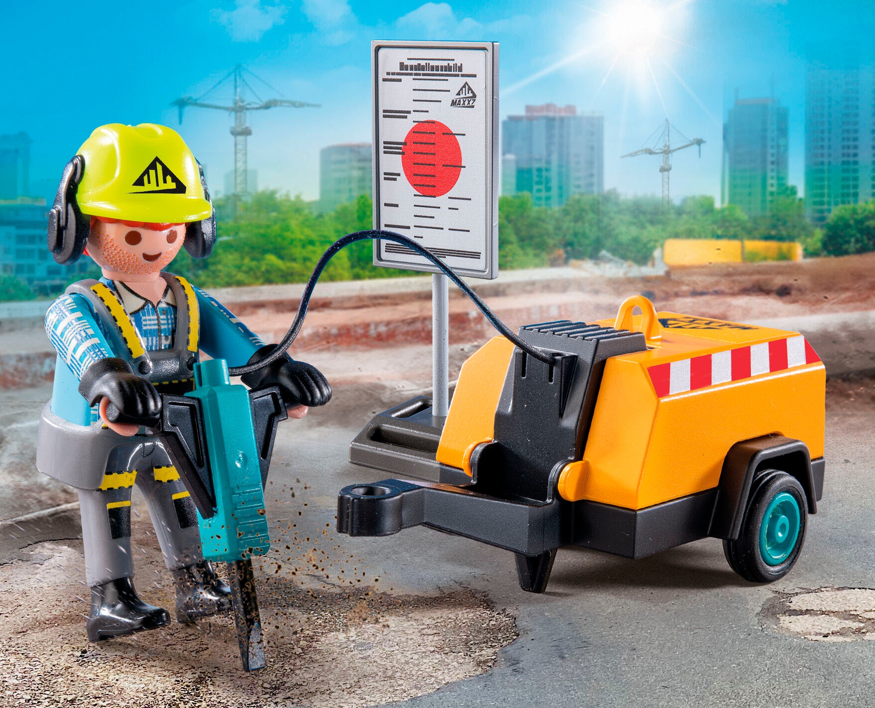 Playmobil® Konstruktions-Spielset »Bauarbeiter mit Meißel (71752), Playmobil Action Heroes«, (14 St.)