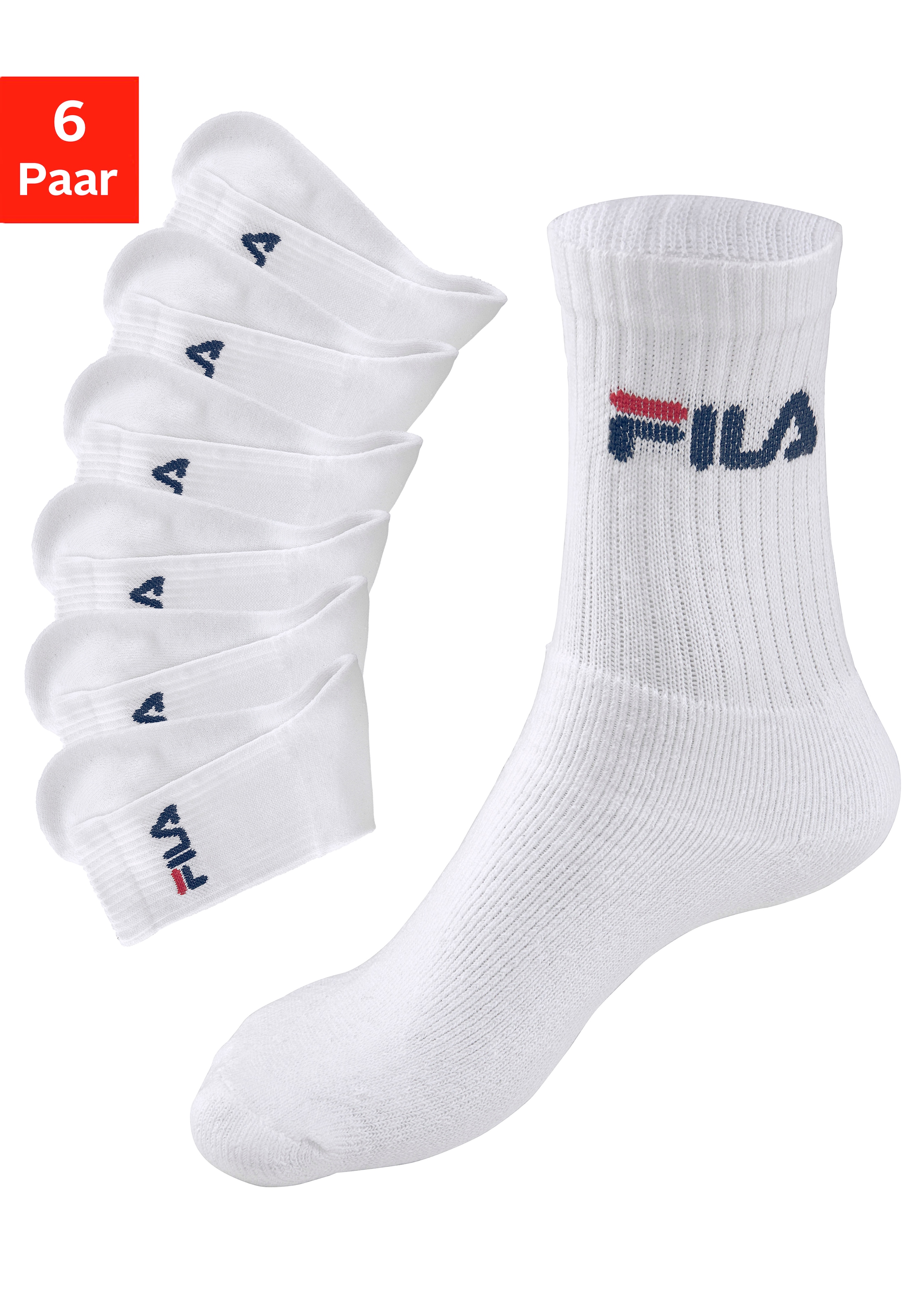 Fila Tennissocken, (6er Pack), mit eingestricktem Logo