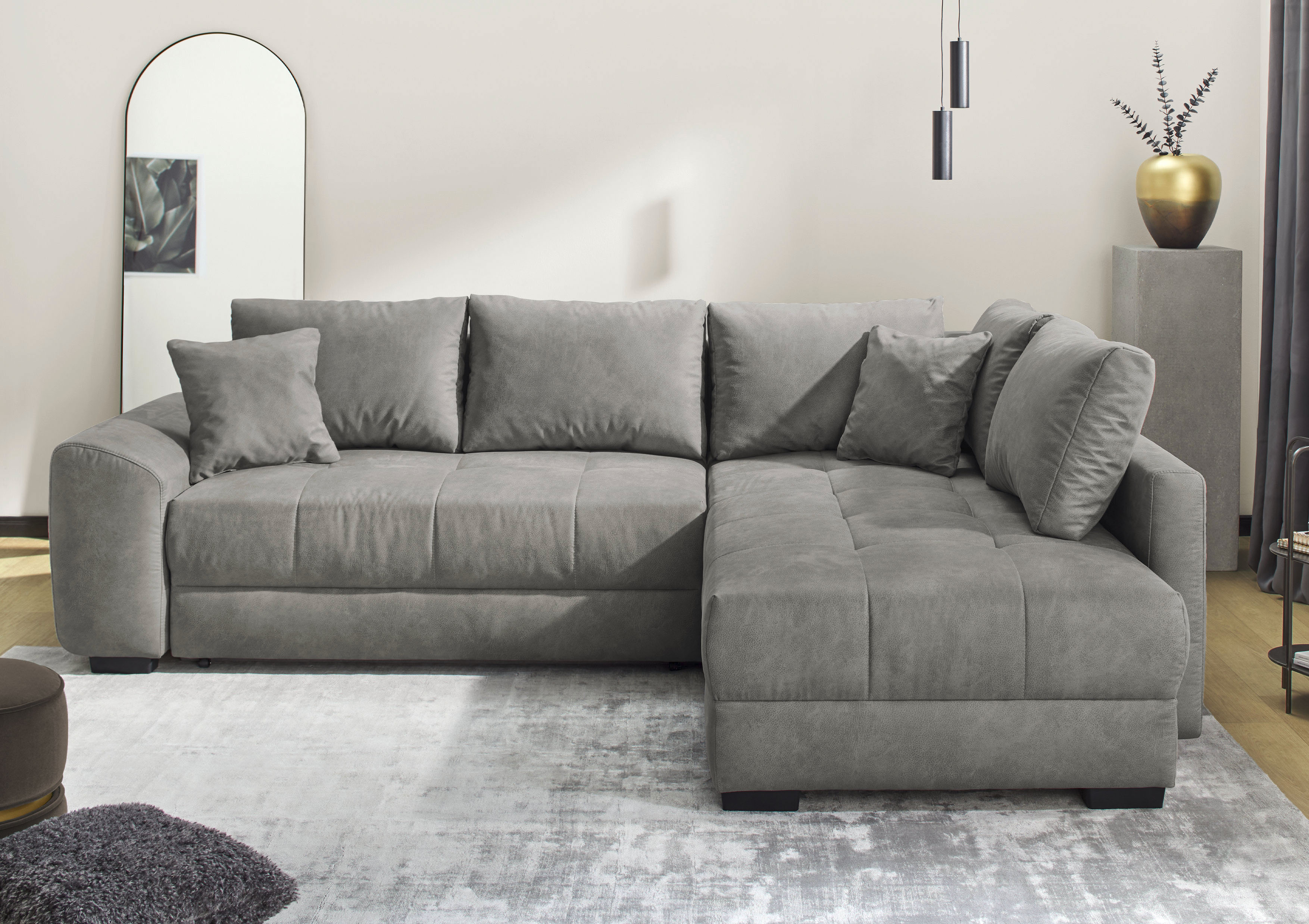 Jockenhöfer Gruppe Ecksofa "Amalfi L-Form, B: 270 cm, Liegefl. 146x224 cm, Dauerschlafsofa" Couch mit Tonnentaschen-Federkern, Topper, Bettkasten & Kissen