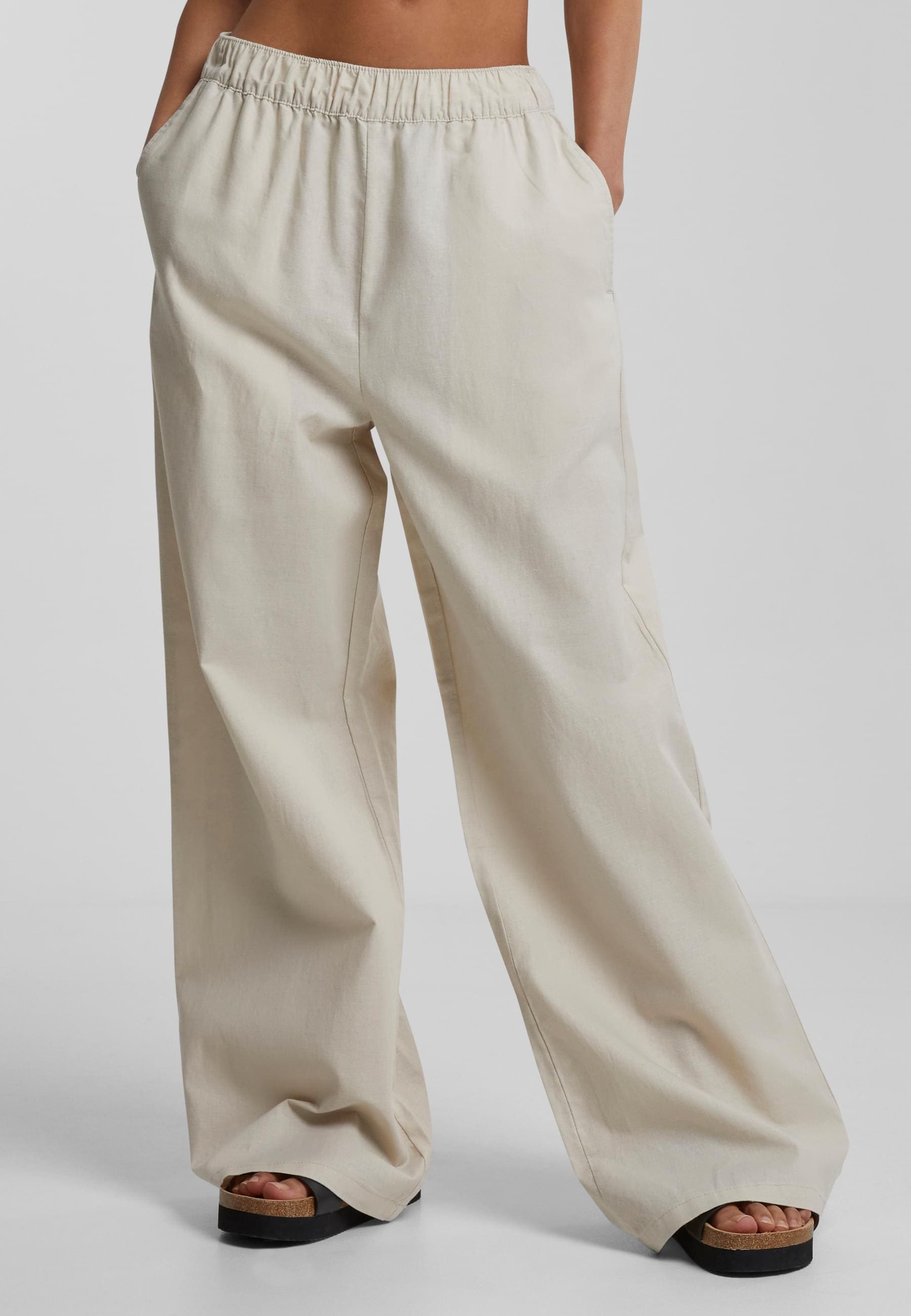 URBAN CLASSICS Stoffhose »Urban Classics Damen Ladies Linen Mixed Wide Pants«, (1 tlg.)