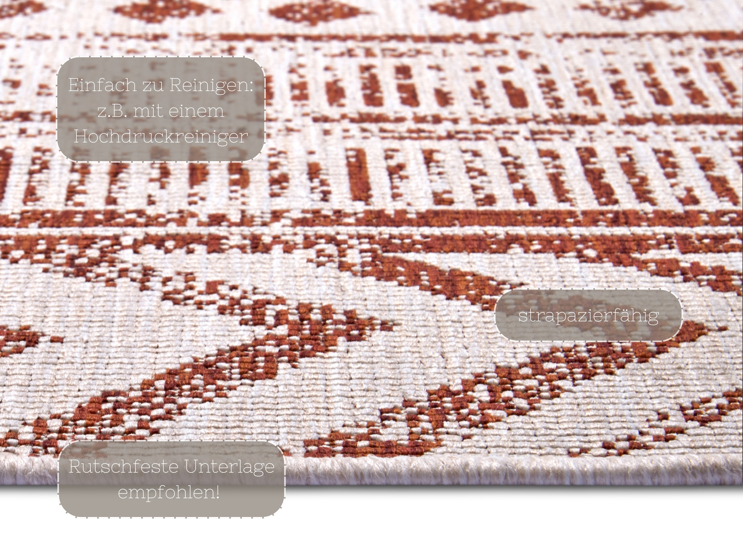 NORTHRUGS Teppich »BIRI Wendeteppich«, rechteckig, In-& Outdoor, Wetterfest, Balkon, Garten, Wohnzimmer, Wasserfest, Boho