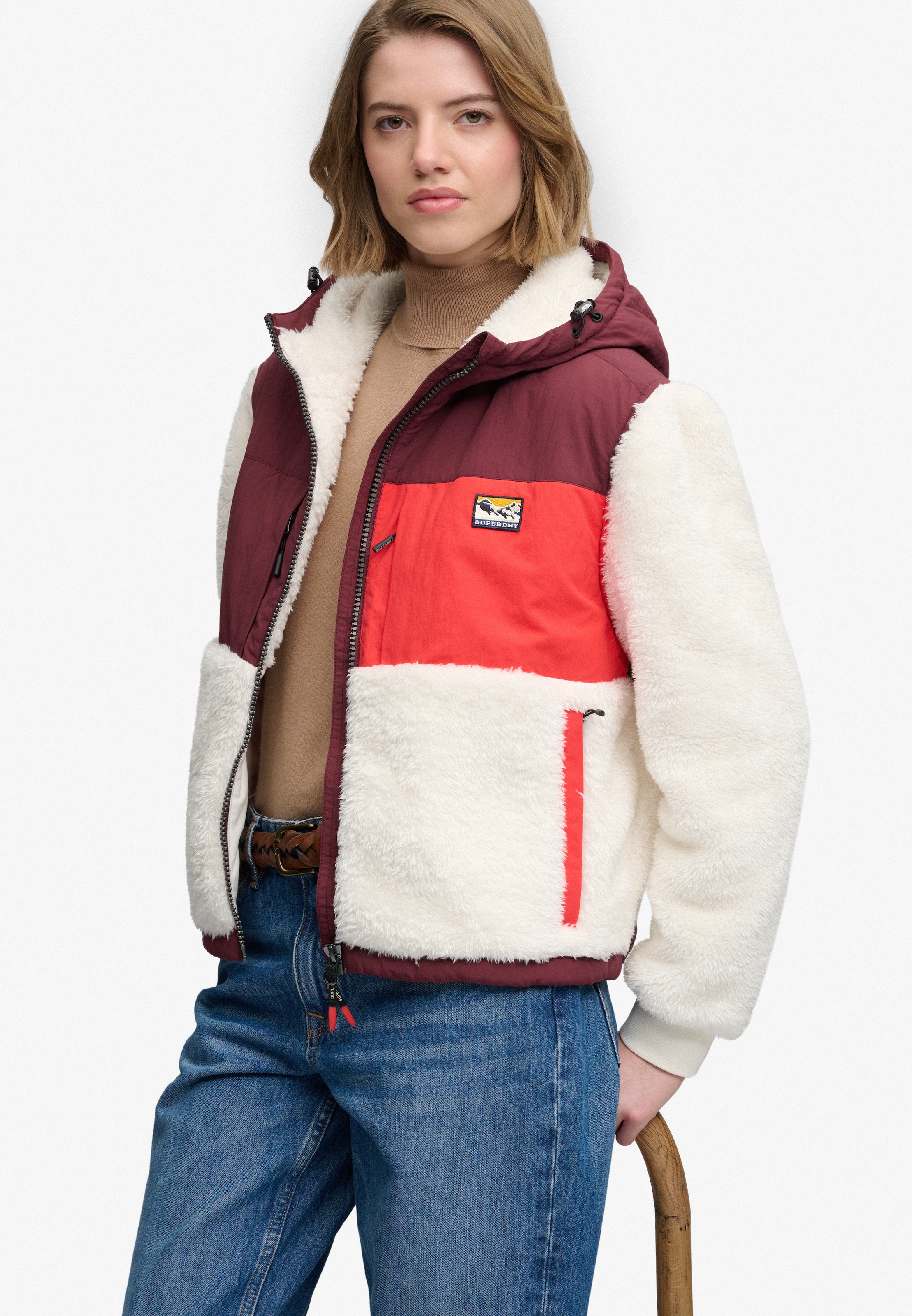 Superdry Hybridjacke »SUPER SOFT HYBRID FULL ZIP« mit Kapuze Kunstfaser, oversize