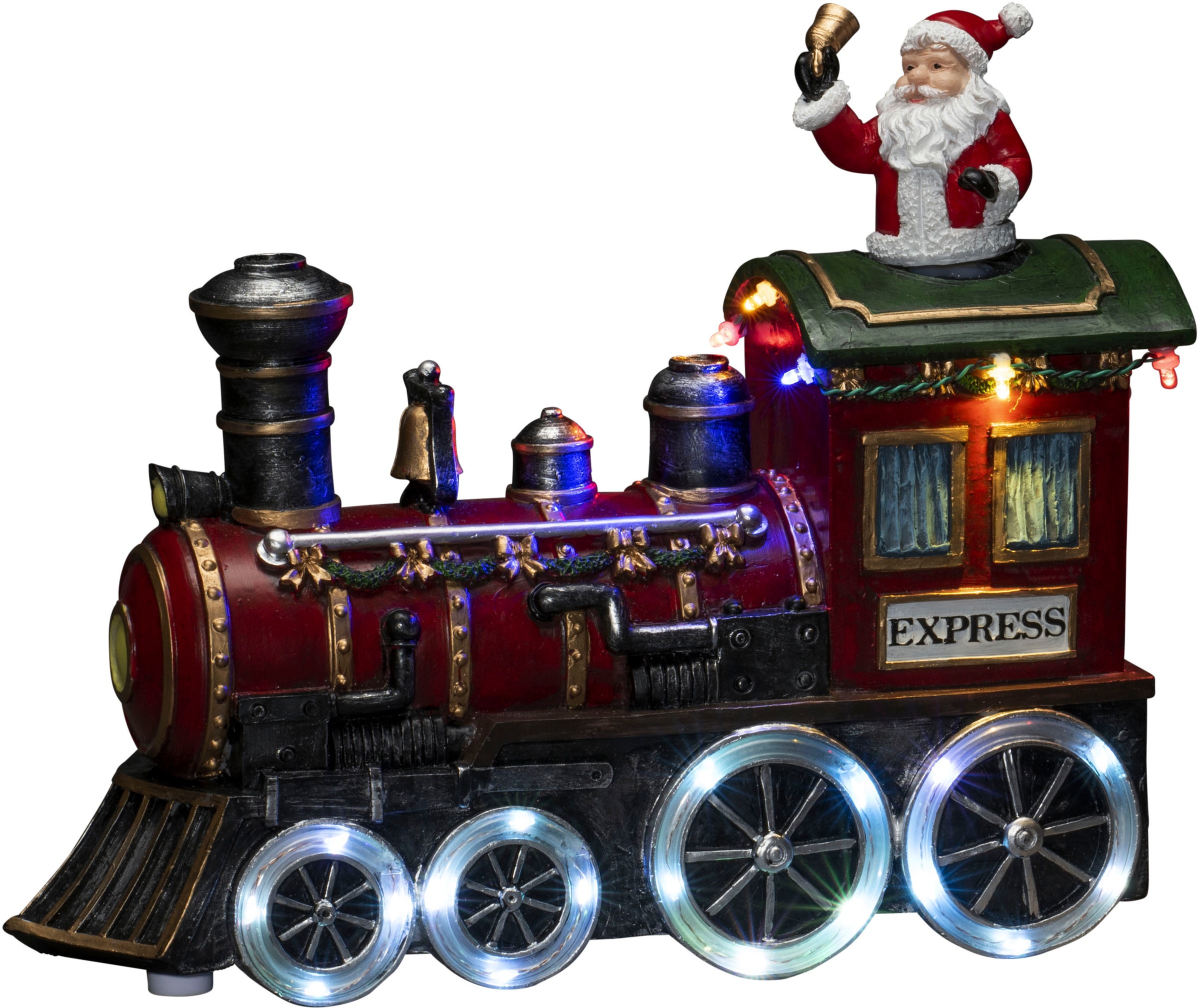 KONSTSMIDE Weihnachtsszene "Zug, mit Musik, 24 bunte Dioden, Innen", wählbar zwischen USB oder Batteriebetrieb