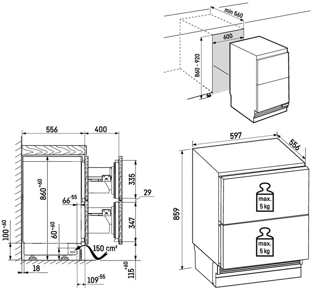 Liebherr Einbaukühlschrank »URDd 375i_994787551« 85,9 cm hoch 59,7 cm breit