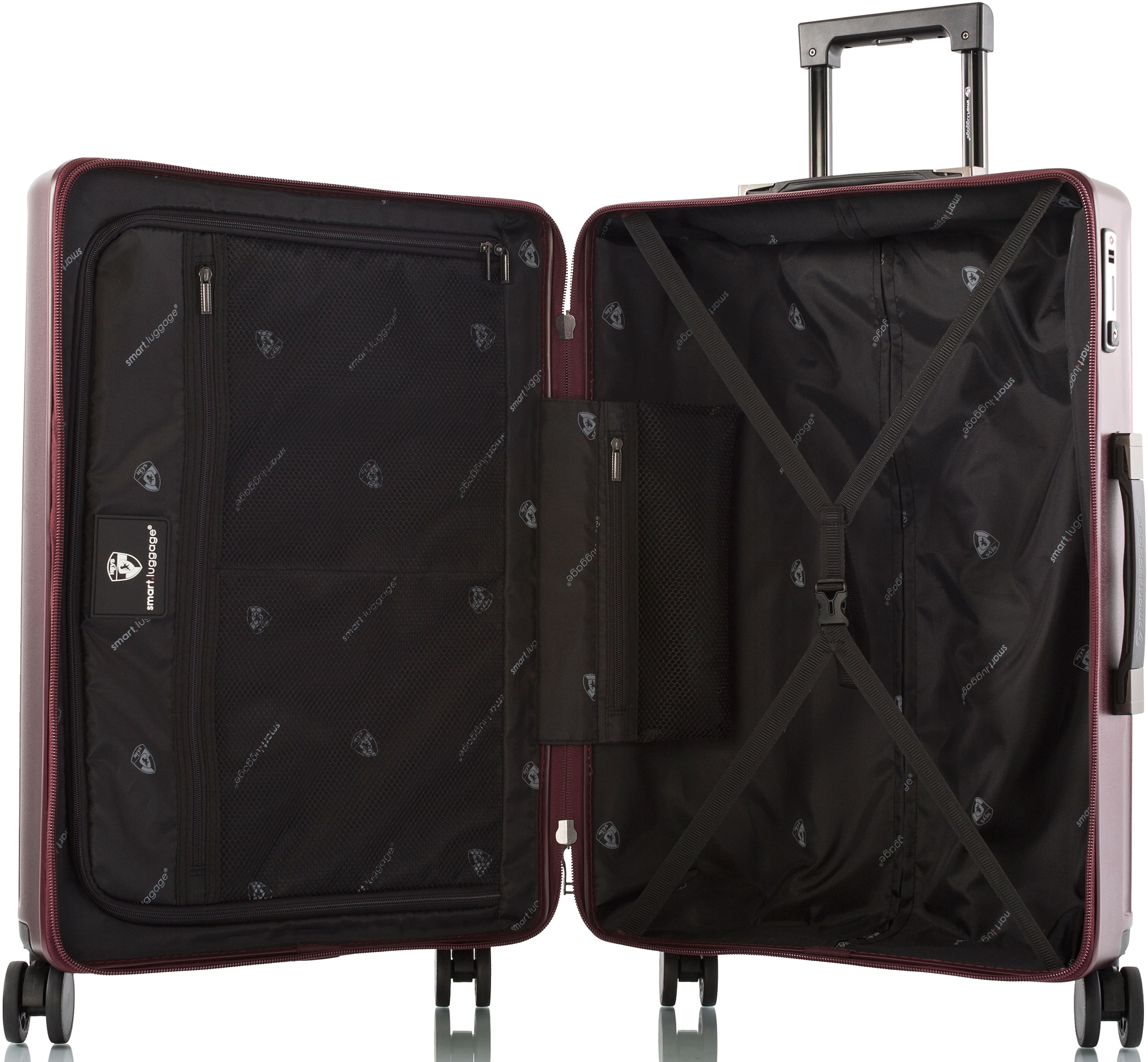 | Heys Hartschalen-Trolley 4 vollständig Burgund«, App-Funktion Rollen, BAUR mit venetztes Luggage®, kaufen »Smart 53 High-End-Gepäck cm,