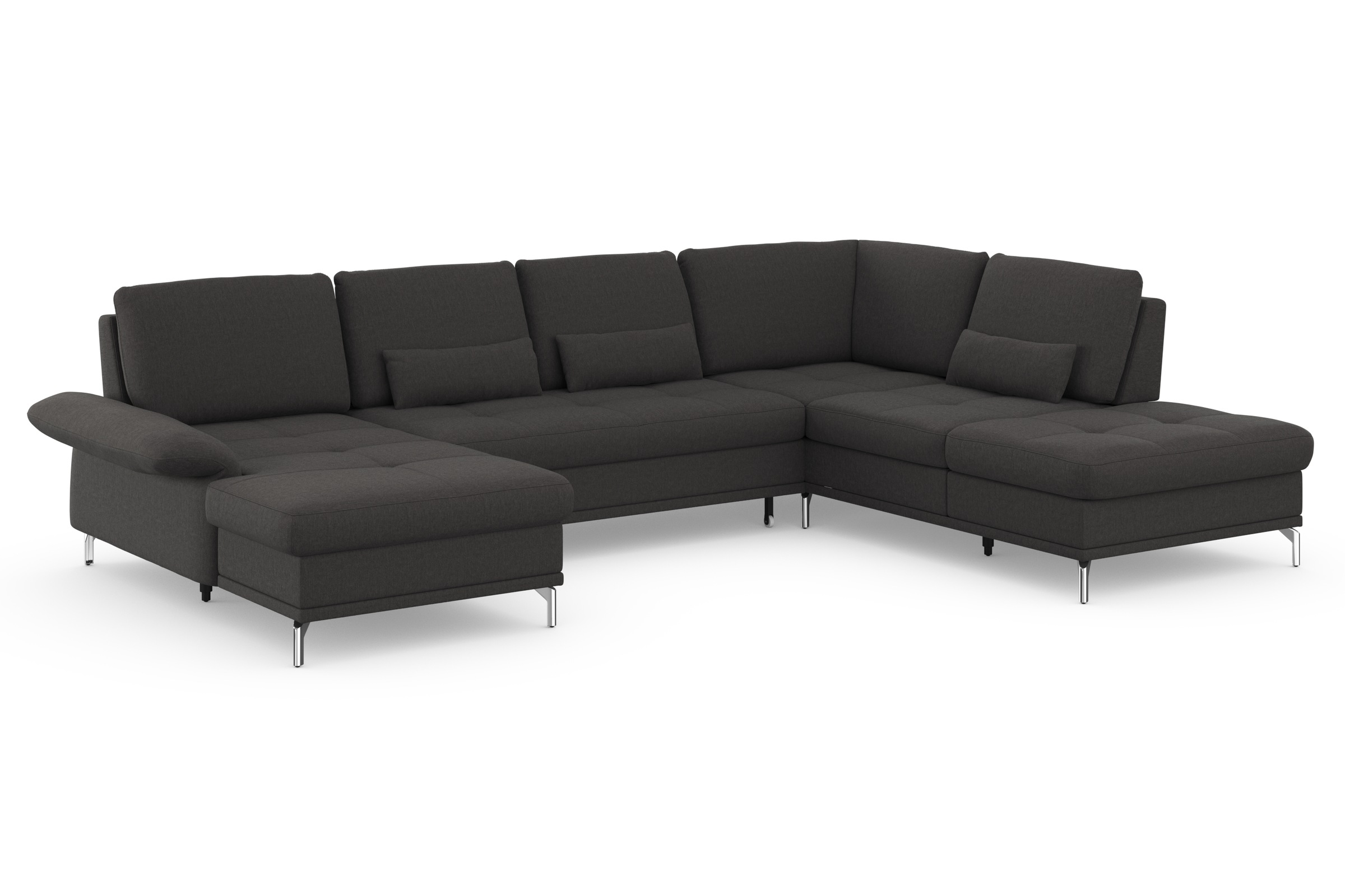 Wohnlandschaft HOME AFFAIRE "Palm Beach U-Form", grau (fango), B:347cm H:89cm T:224cm, 100%Polyester, Sofas, Wohnlandschaft, Federkern, mit Sitztiefenverstellung, wahlweise mit Bettfunktion 6