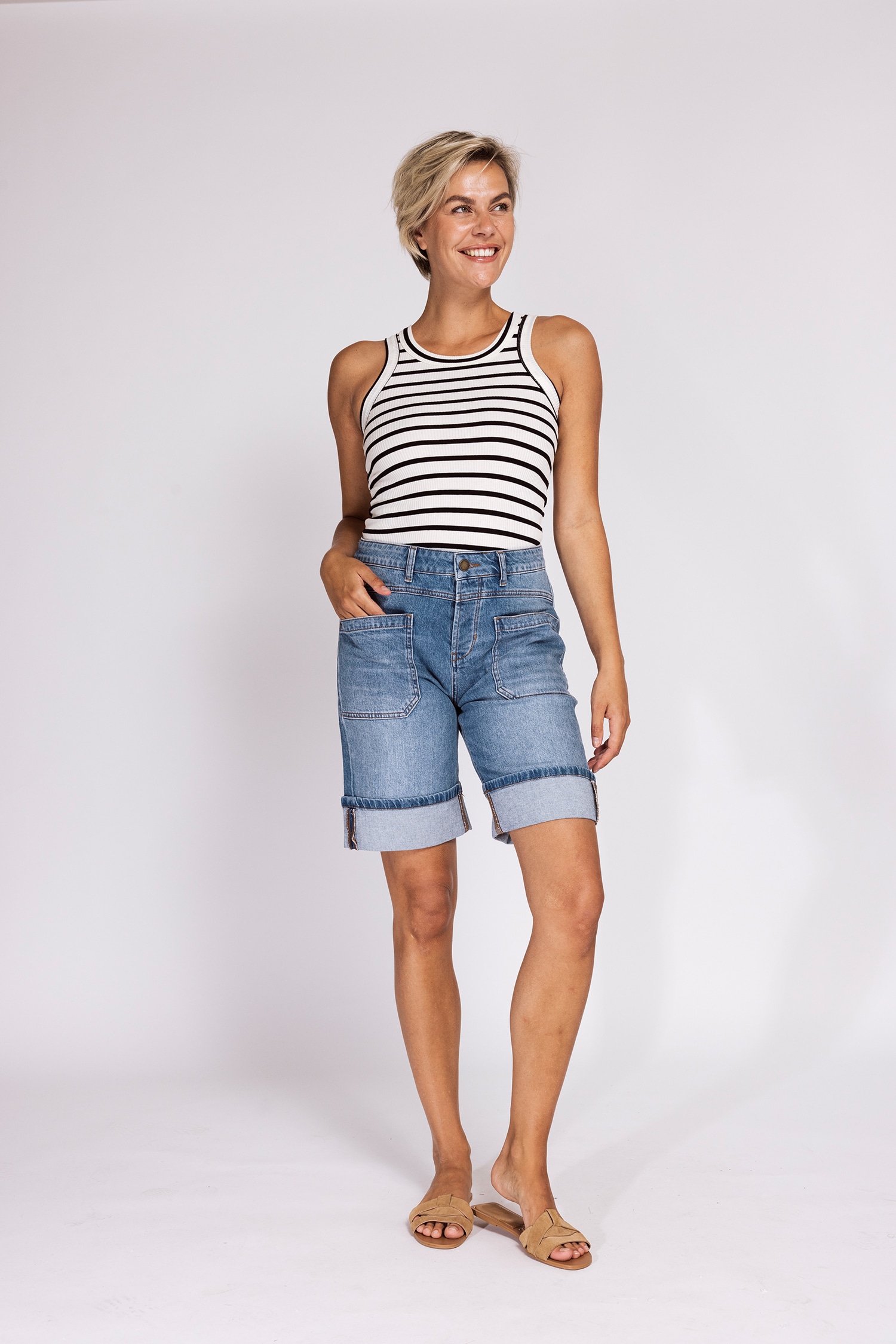 Zhrill Bermudas »KARLI DENIM SHORTS«  Jeans-Shorts mit breitem Aufschlag und Stretch