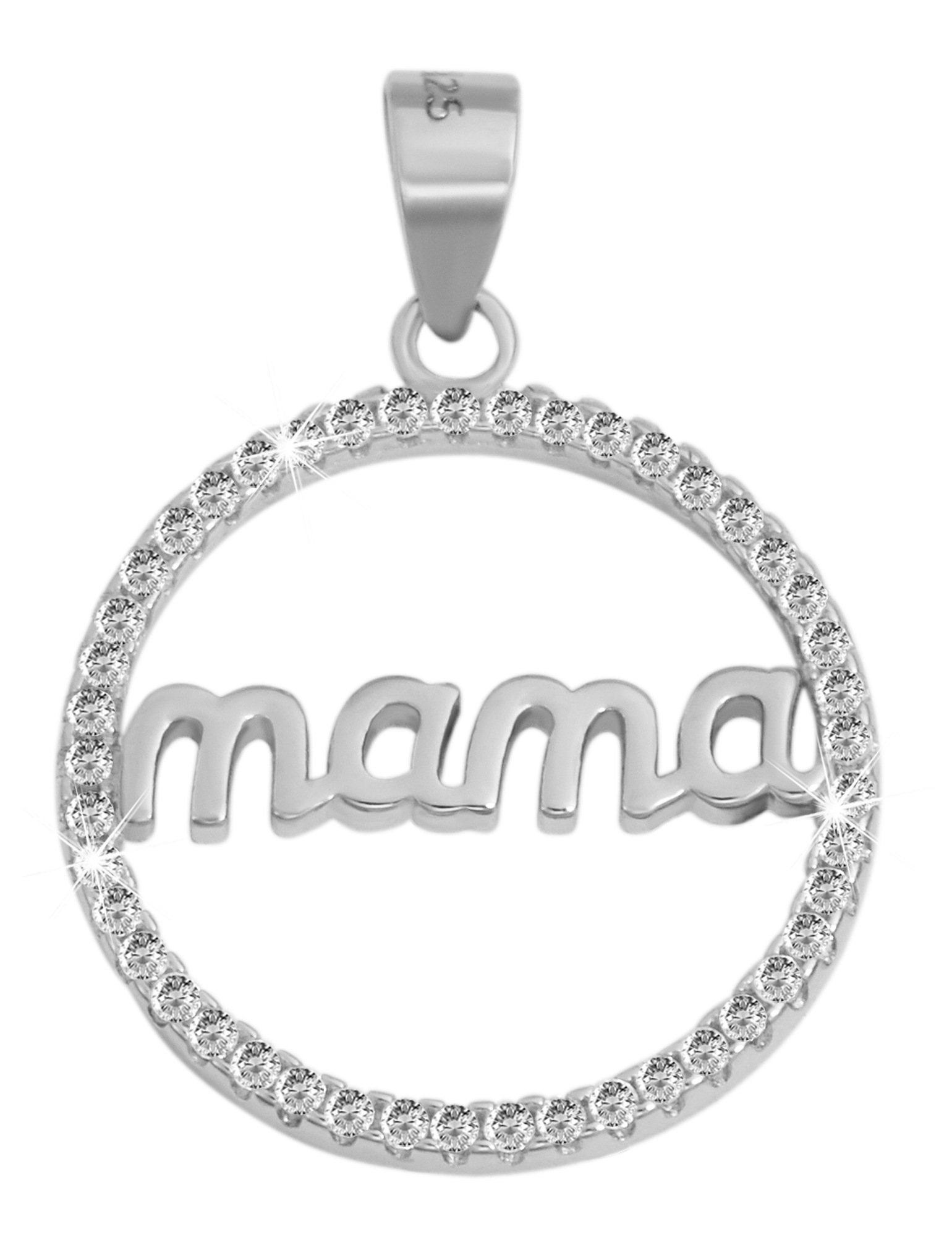 Adelia´s Kettenanhänger »Anhänger Mama aus 925 Silber mit Zirkonia«