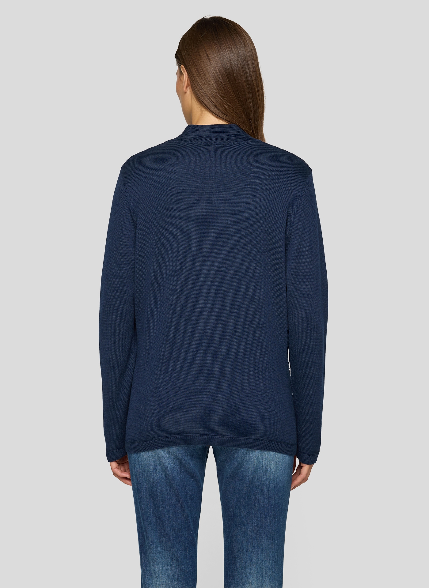 Rabe Strickjacke mit Reißverschluss und Stehkragen