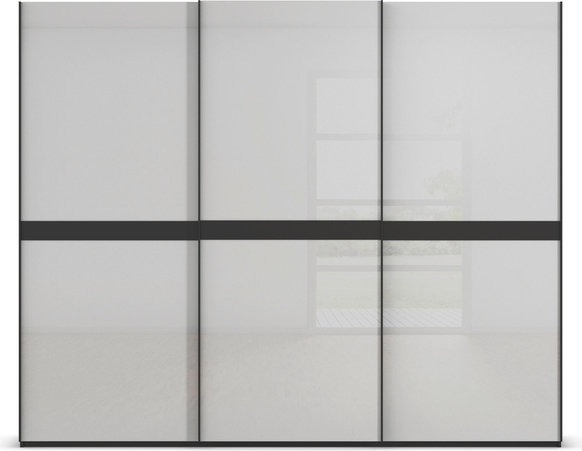 rauch Schwebetürenschrank »Kleiderschrank Schrank Garderobe Schlafzimmerschrank SCALE-LINE«, edle Optik mit Bauchbinde in Korpusfarbe mit Glasfront MADE IN GERMANY