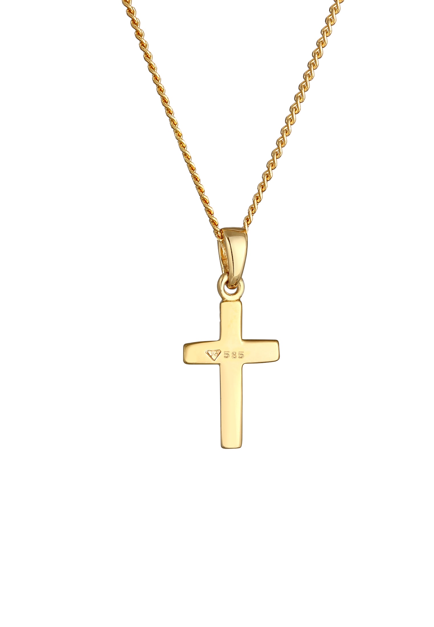 Elli Premium Kette mit Anhänger »Kreuz Anhänger Religion Panzerkette 585er Gelbgold«