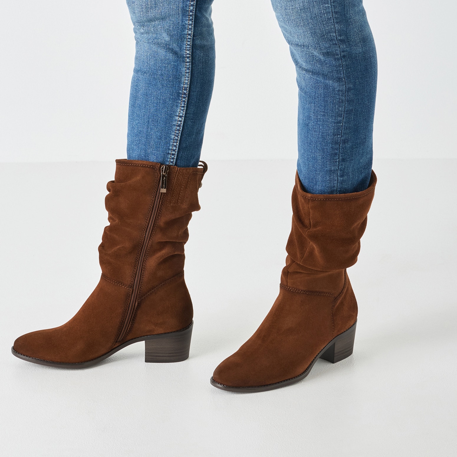 Tamaris Stiefel, Blockabsatz, Kurzstiefel mit Falten am slouchy Schaft