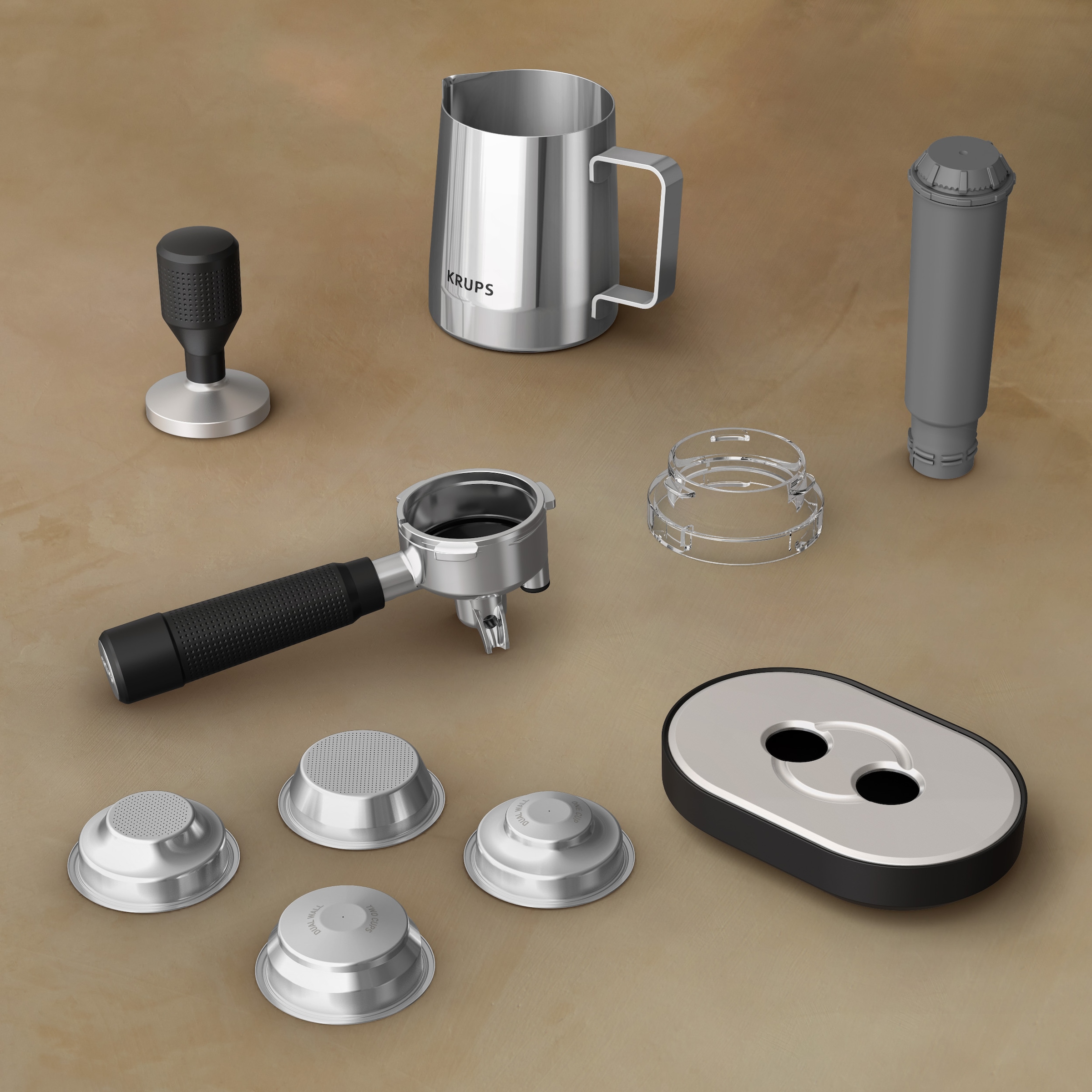 Krups Espressomaschine »XP801T Precision, Siebträger«, mit Mahlwerk, intuitive Bedienfläche, Pre-Infusion-Einstellungen