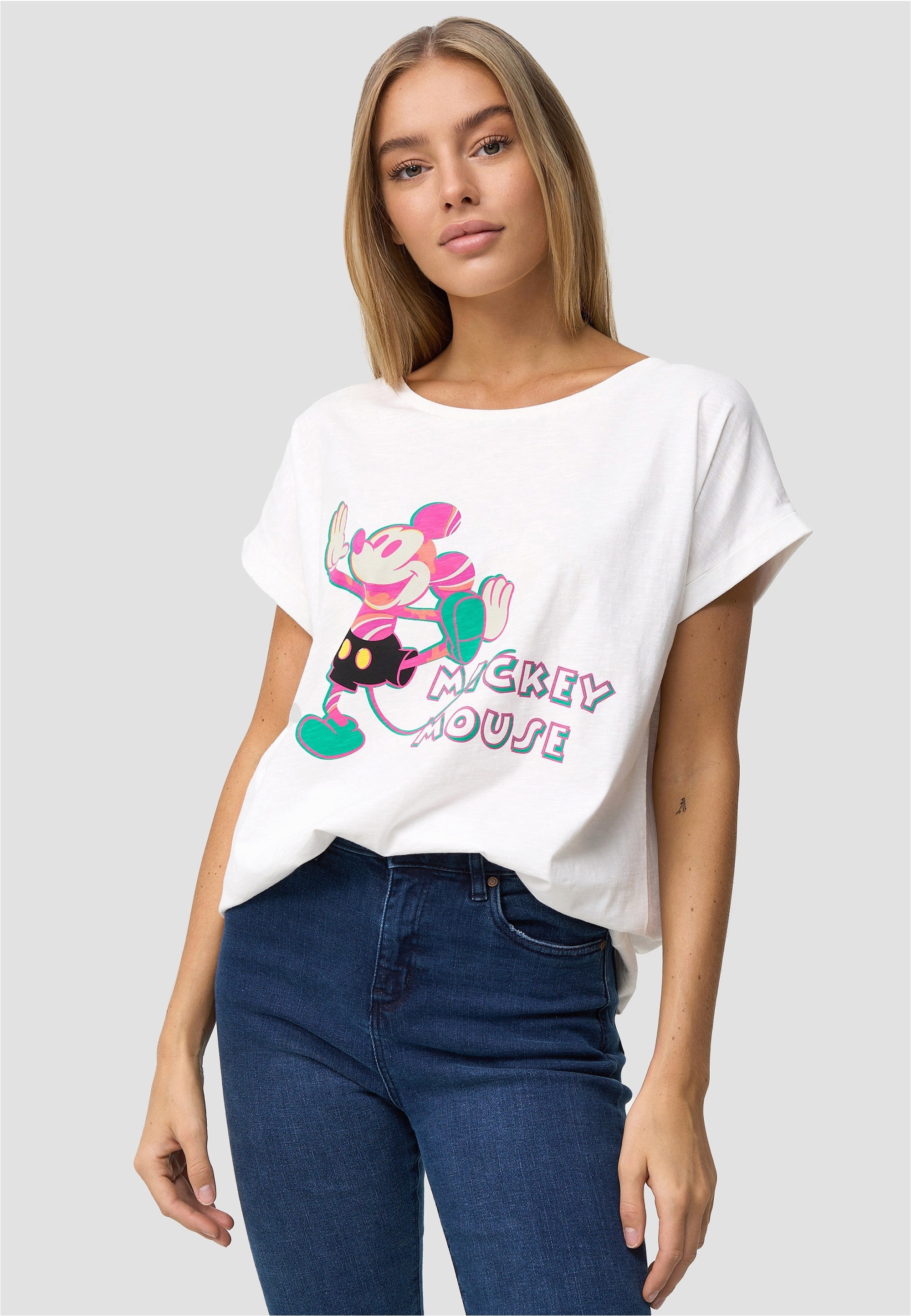 Recovered T-Shirt "Mickey Mouse Colourful Pose", mit buntem Mickey Mouse-Pr günstig online kaufen