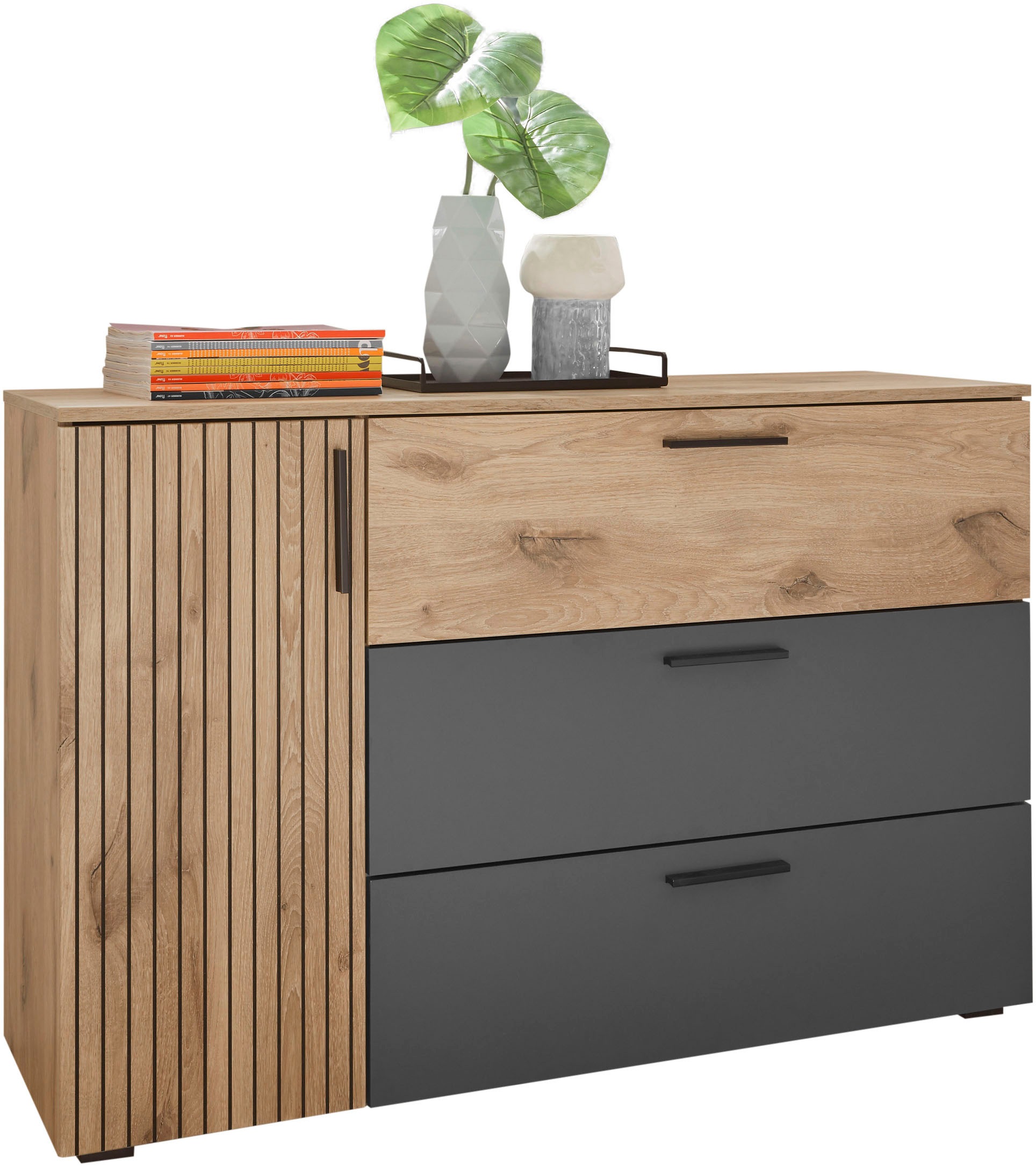 Thumbnail - Schlafkontor Kombikommode "Daria mit 3 Schubkästen und Rillenoptik"