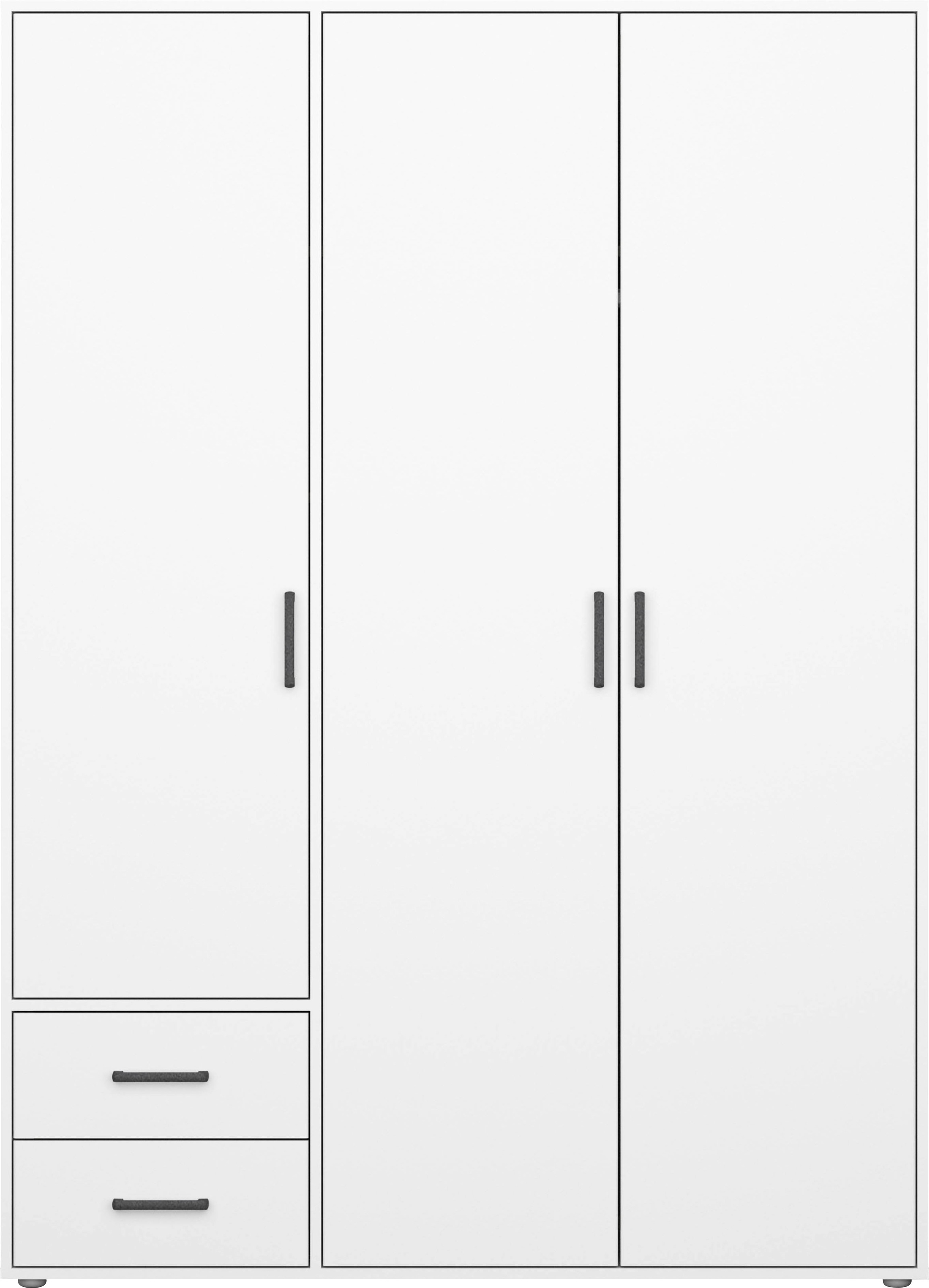rauch Drehtürenschrank »Kleiderschrank Schrank Garderobe Wäscheschrank VOYAGER«, (in 3 verschiedenen Ausstattungen BASIC/CLASSIC/PREMIUM), moderne Griffe in Graumetallic mit Außenschubkästen MADE IN GERMANY