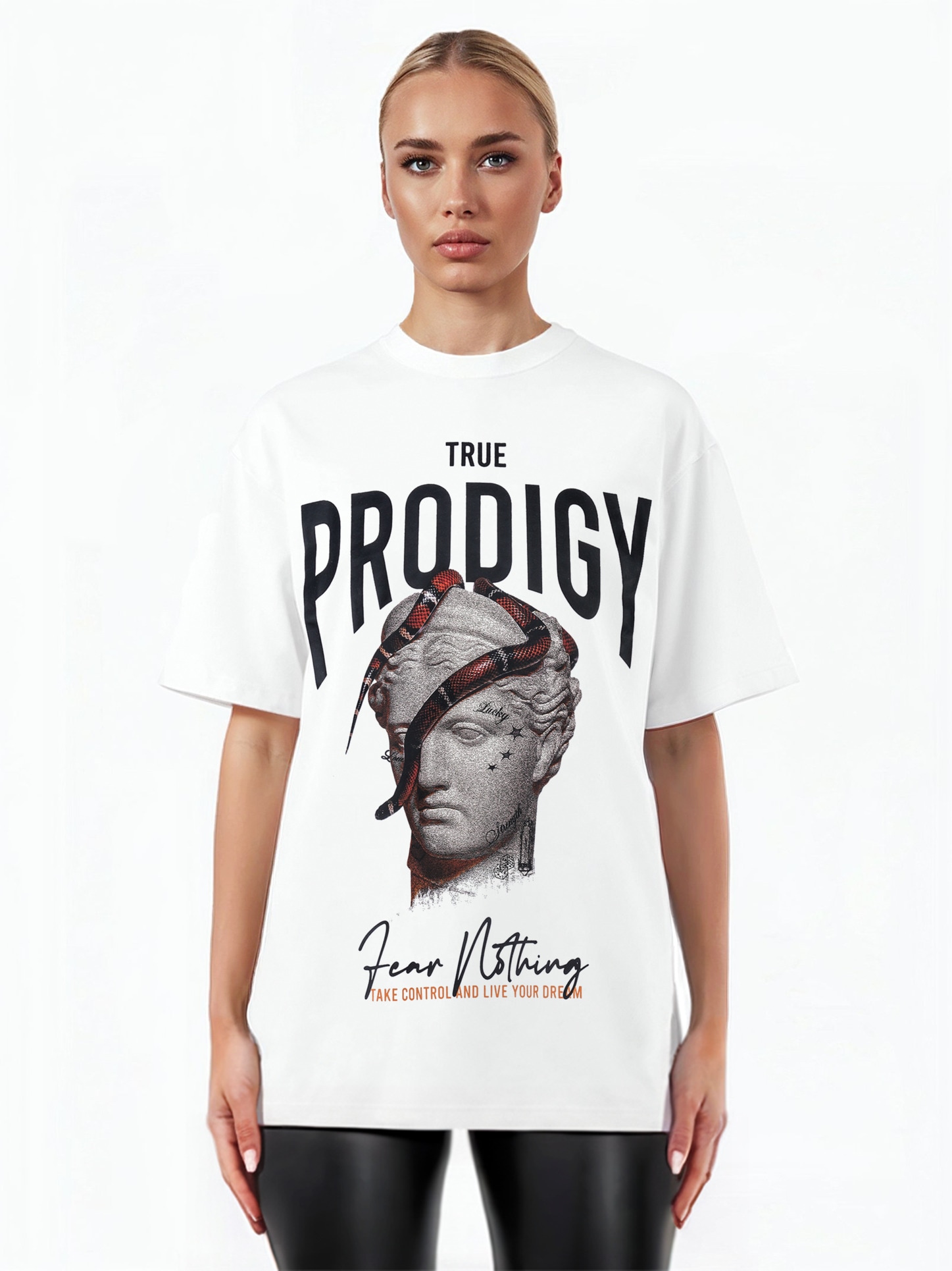 trueprodigy Oversize-Shirt "Jamie F Logo Print Oversized Rundhals"