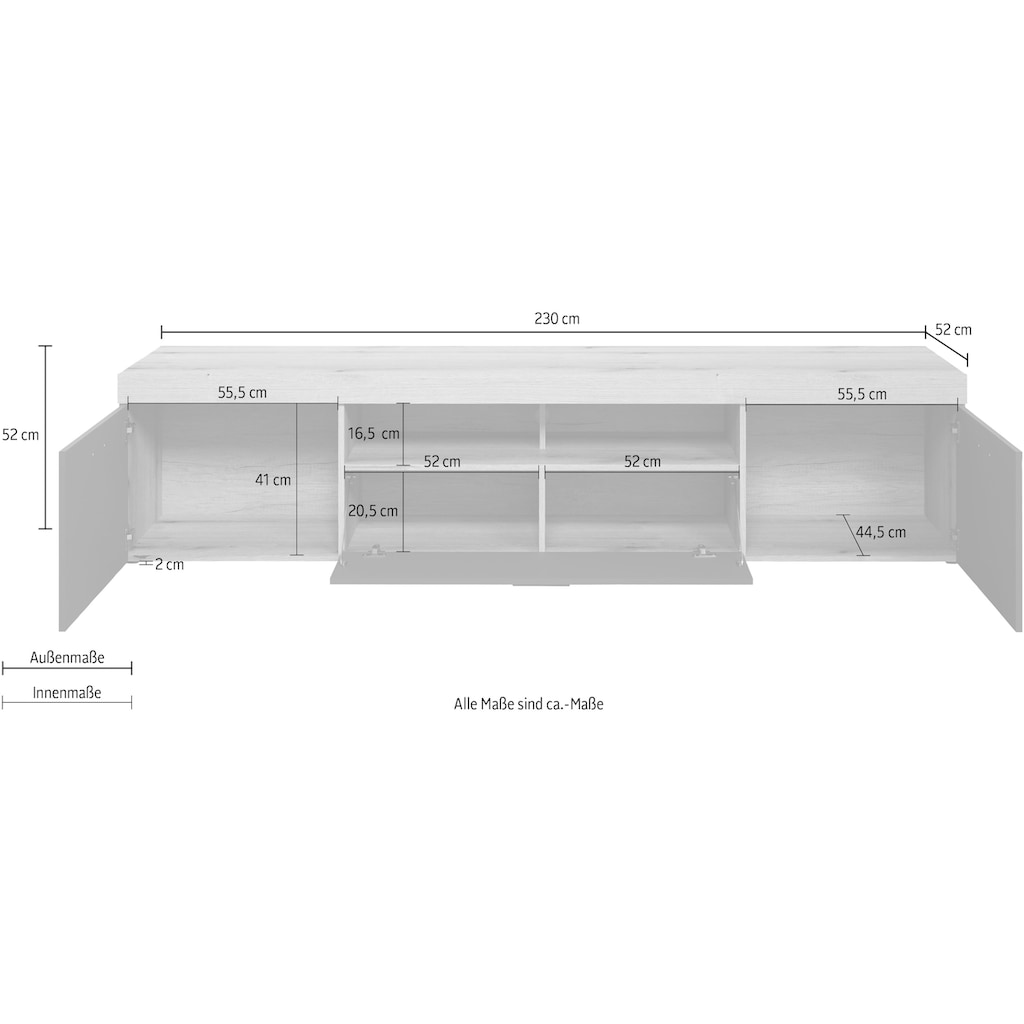 Home affaire TV-Schrank »Tyler«, (Packung, 1 St.), Mit Hirnholzapplikationen