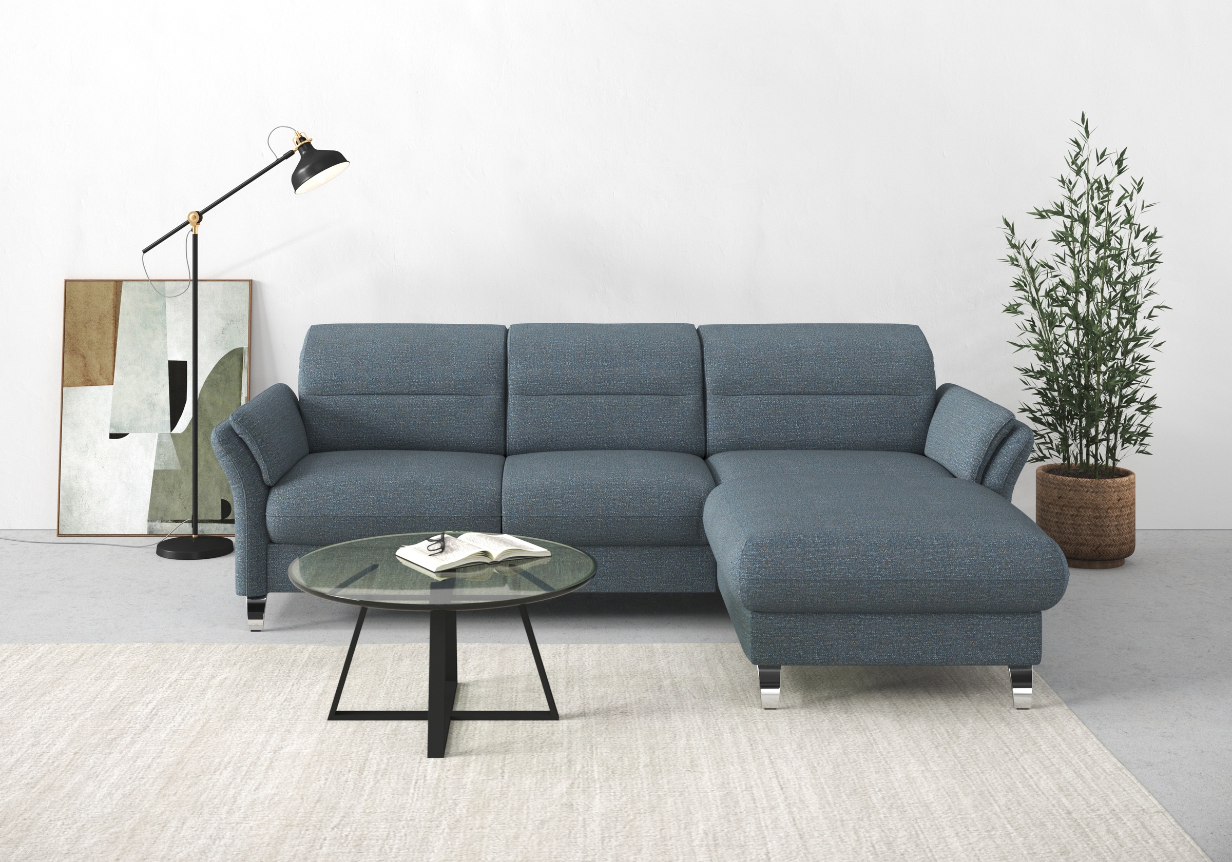 sit&more Ecksofa »Grenoble L-Form mit Federkern«, wahlweise mit Bettfunktion, Bettkasten, Arm- und Kopfteilverstellung