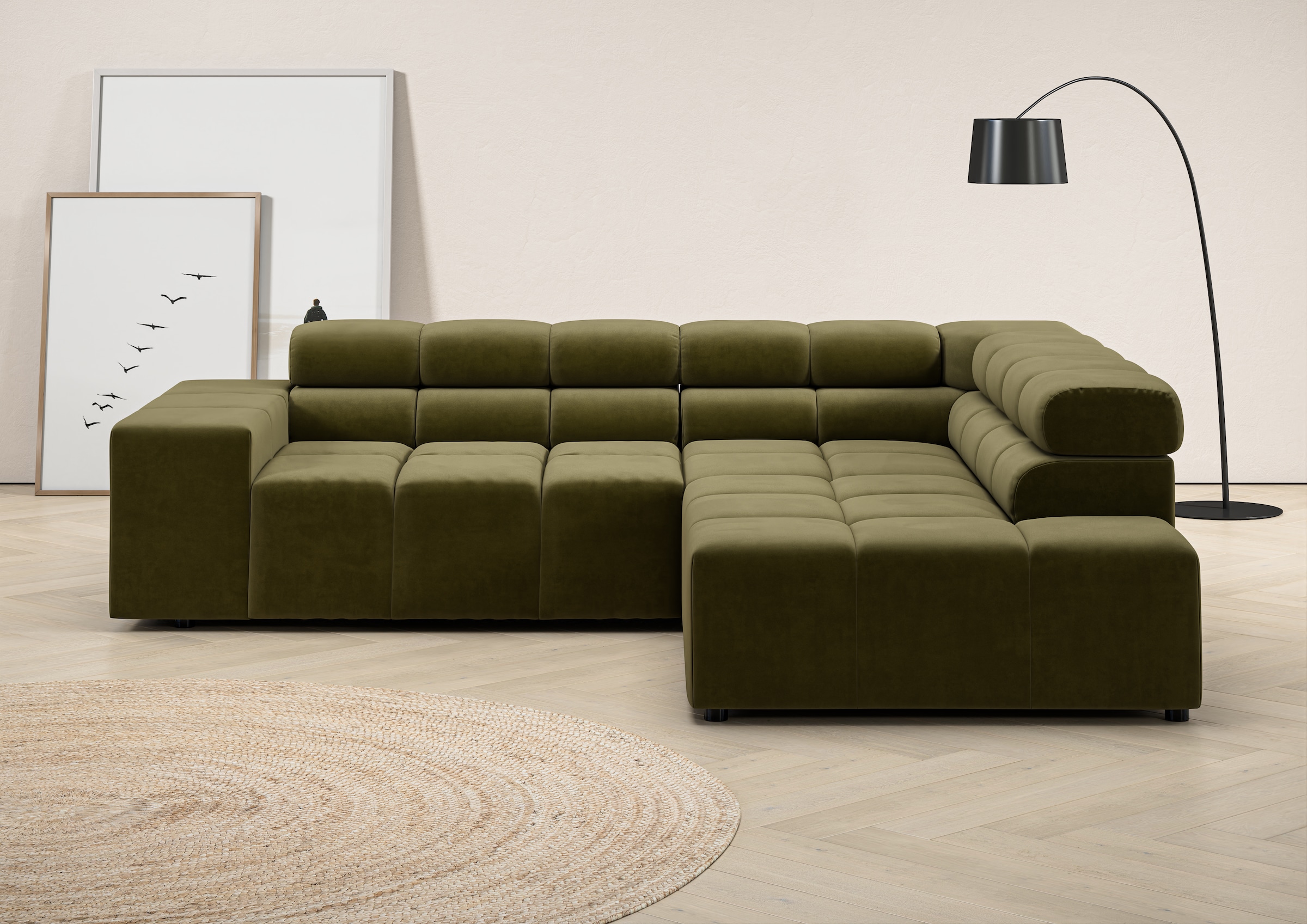 INOSIGN Ecksofa "Ancona, incl. Kopfteilverstellung + 3 Zierkissen, L-Form, günstig online kaufen