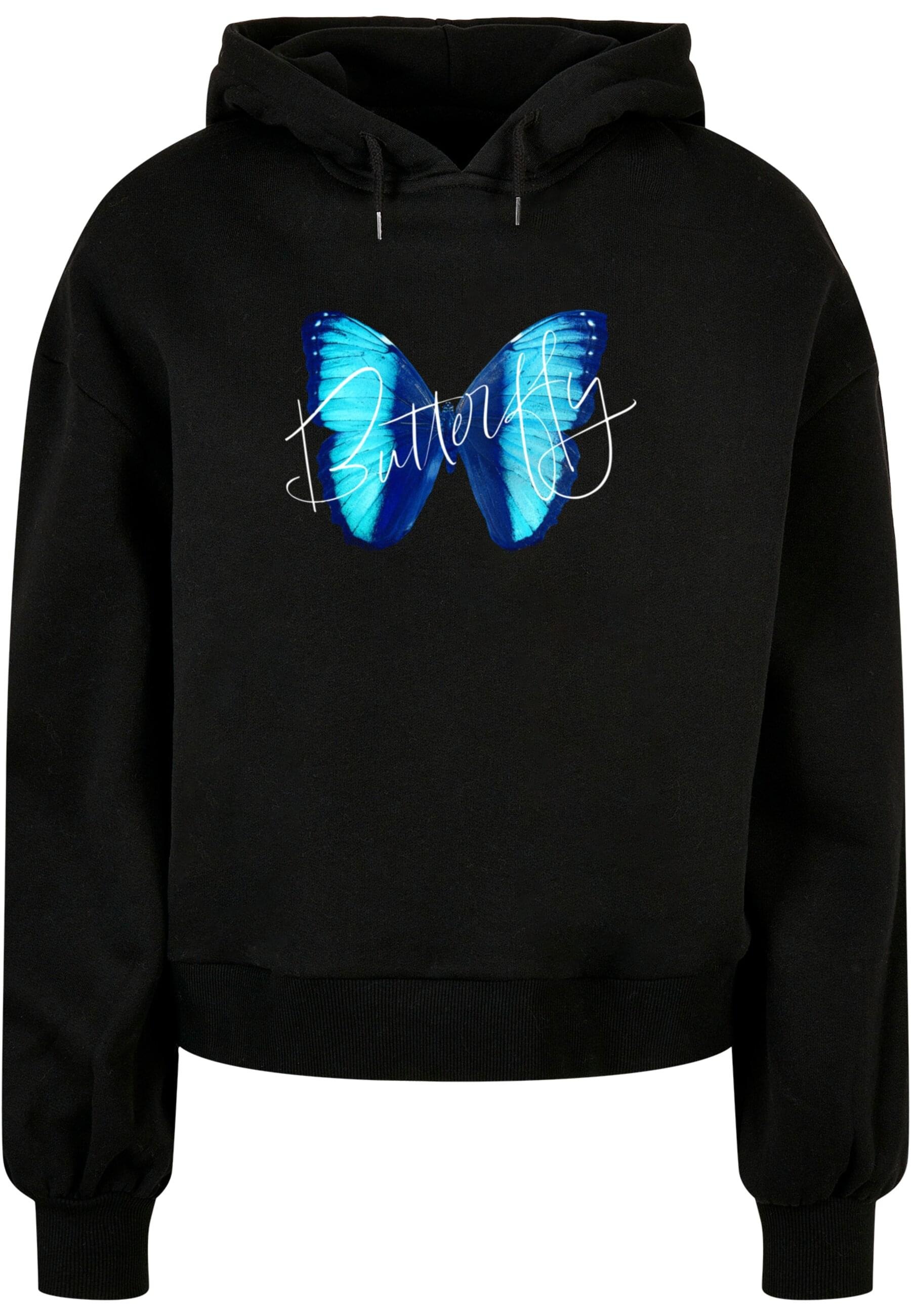 Merchcode Kapuzenpullover "Merchcode Damen Ladies Butterfly Blue Organic Oversized Hoody"