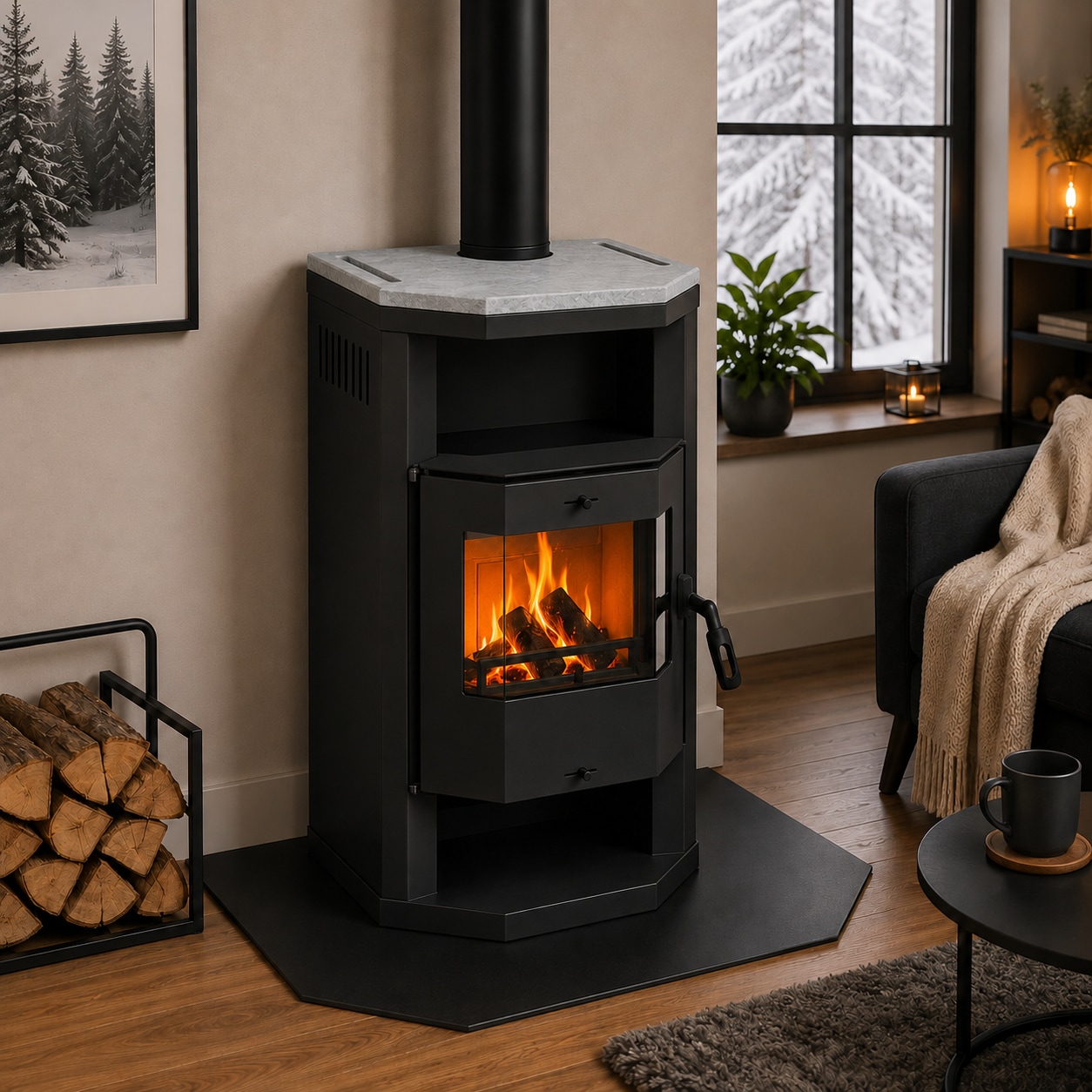 Hanseatic Kaminofen »Prismo Top-Platte« Stein Top-Platte