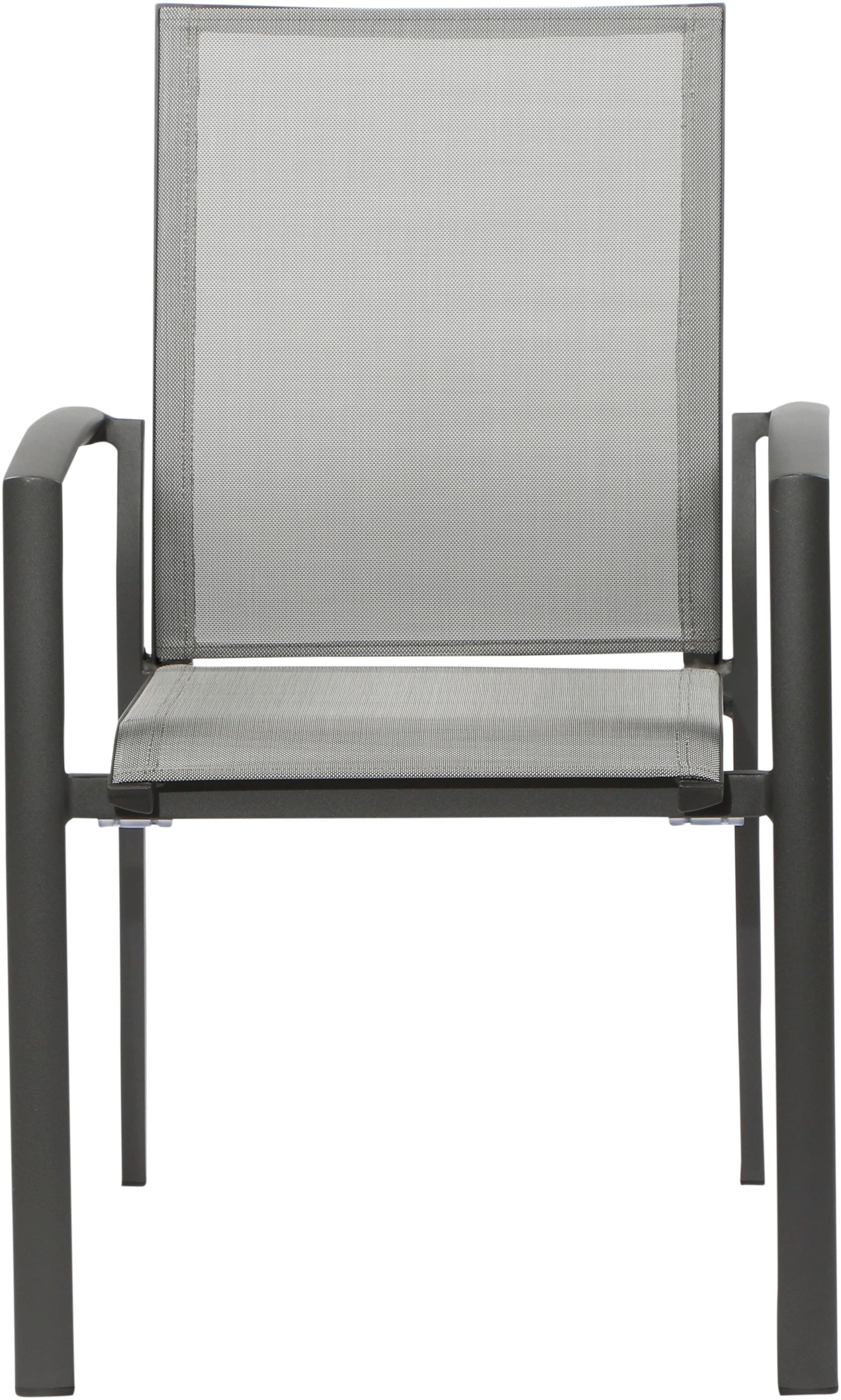 Siena Garden Gartensessel »VELIA Stapelsessel matt anthrazit« Gestell aus Aluminium, Ranotex®-Gewebe dunkelgrau