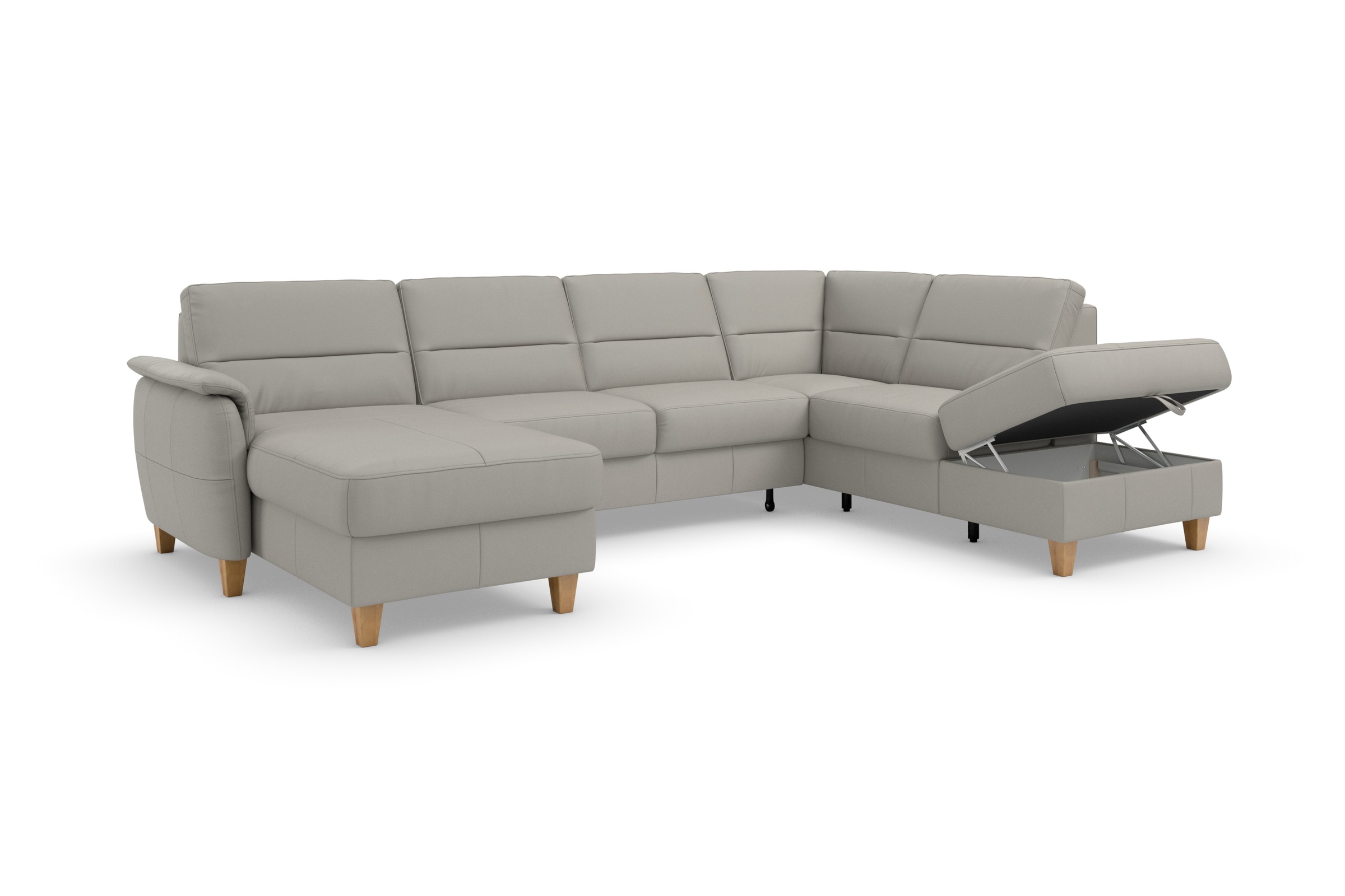 Home affaire Wohnlandschaft »Palmera U-Form, B: 308 cm«, optional Bettfunktion & Bettkasten, Federkern