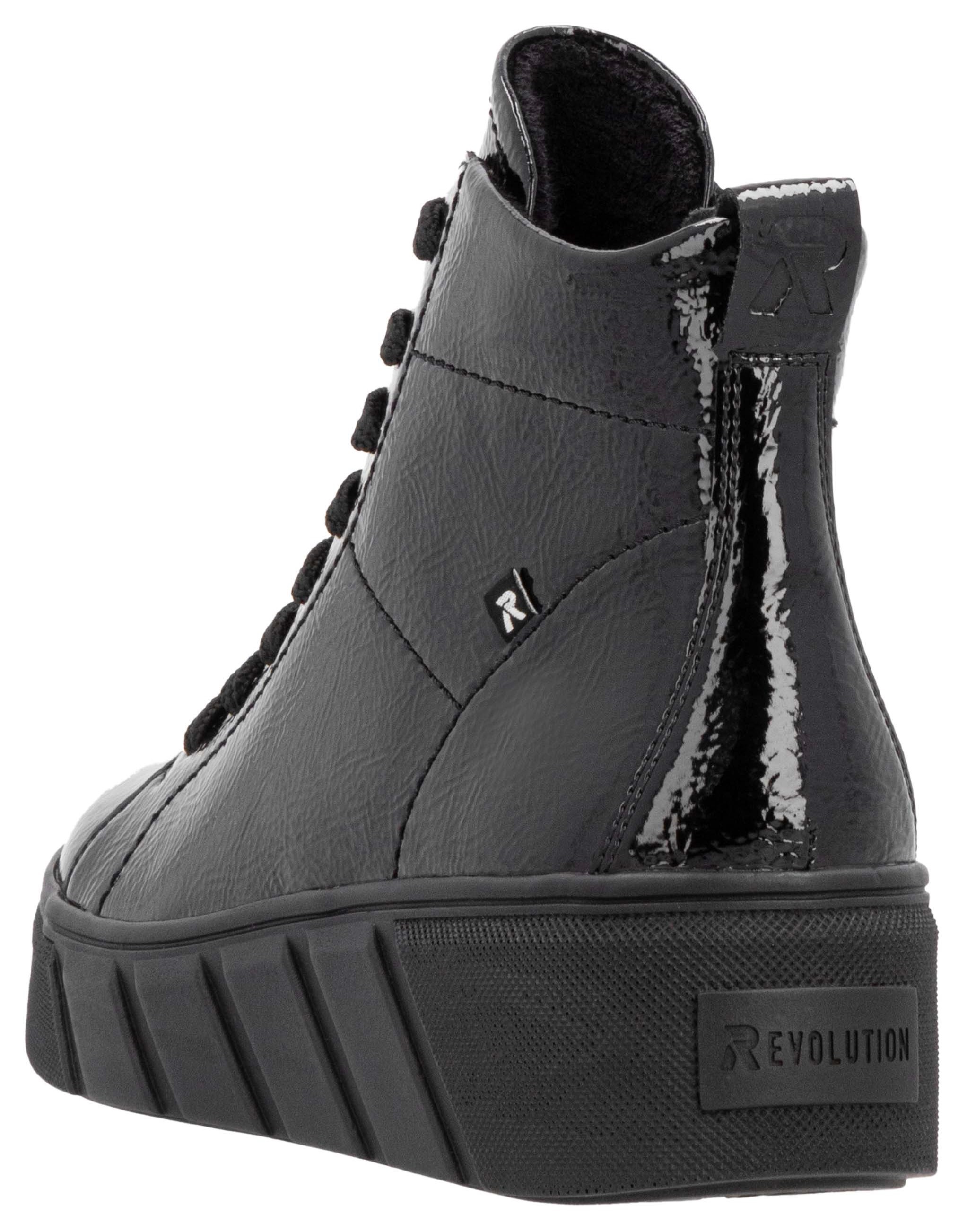 Rieker EVOLUTION Schnürboots, Freizeitschuh, High Top Sneaker, Plateausneaker mit Reißverschluss