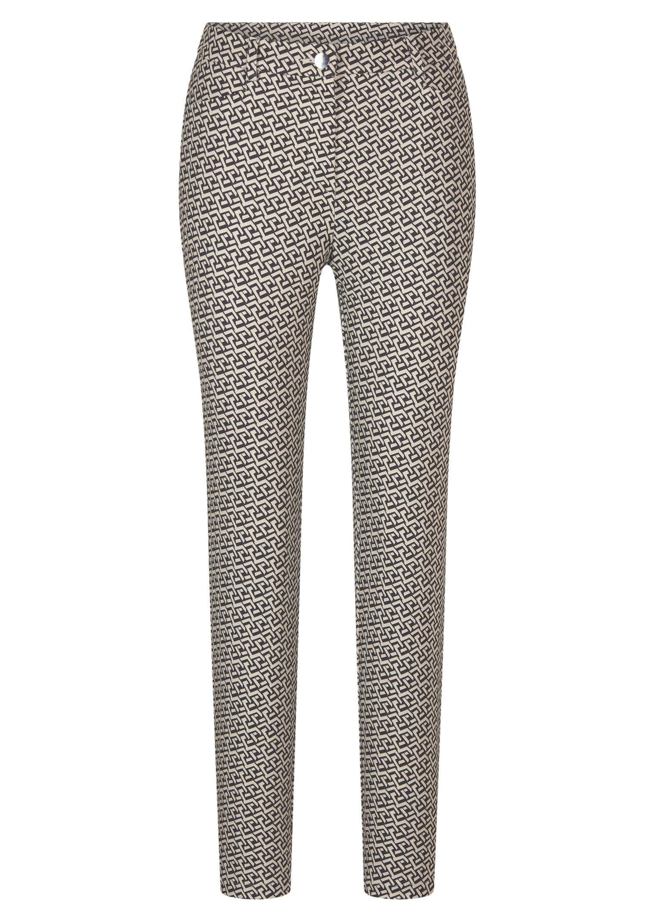 GOLDNER Stoffhose "Slim Fit Printhose mit hohem Bund" angenehme Jerseyqualiät mit Elasthan