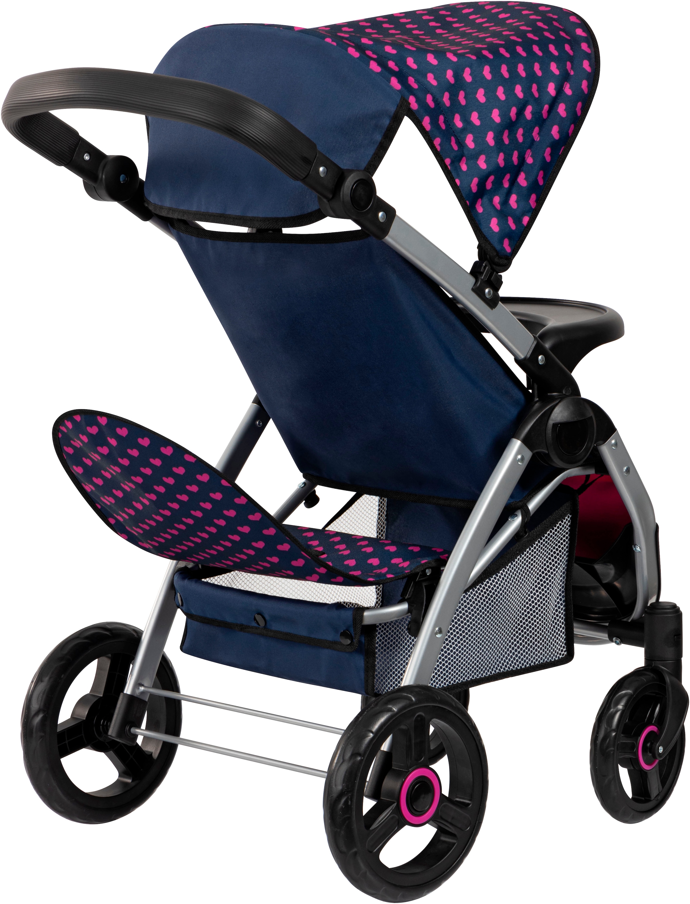 Bayer Puppen-Zwillingsbuggy »Twin Star, blau/pink«, mit Wickeltasche