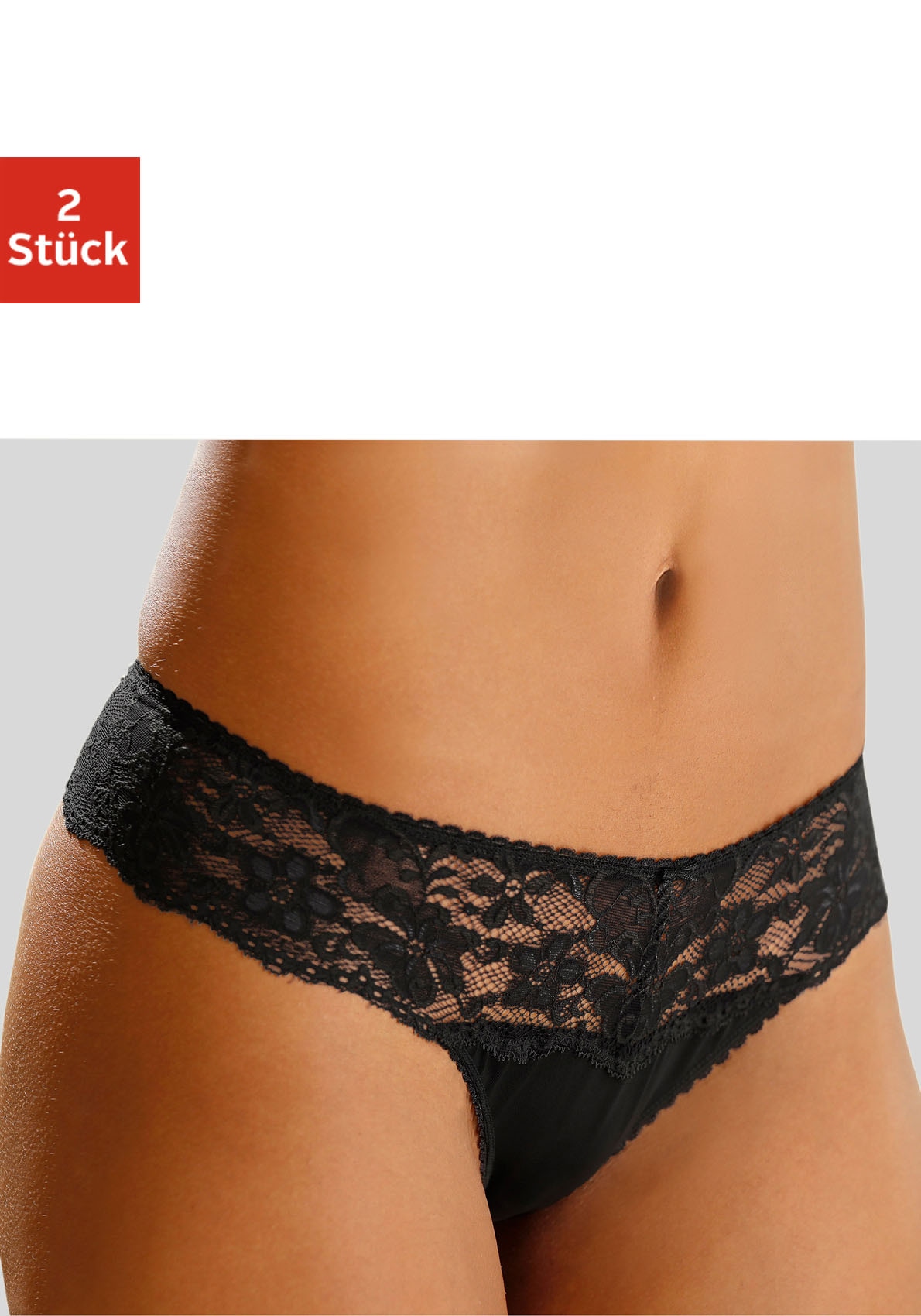 String, (2 St.), Dessous mit breitem Spitzenband