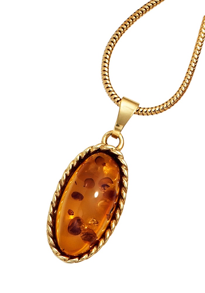 JOBO Kettenanhänger »Anhänger oval«, 375 Gold mit Bernstein
