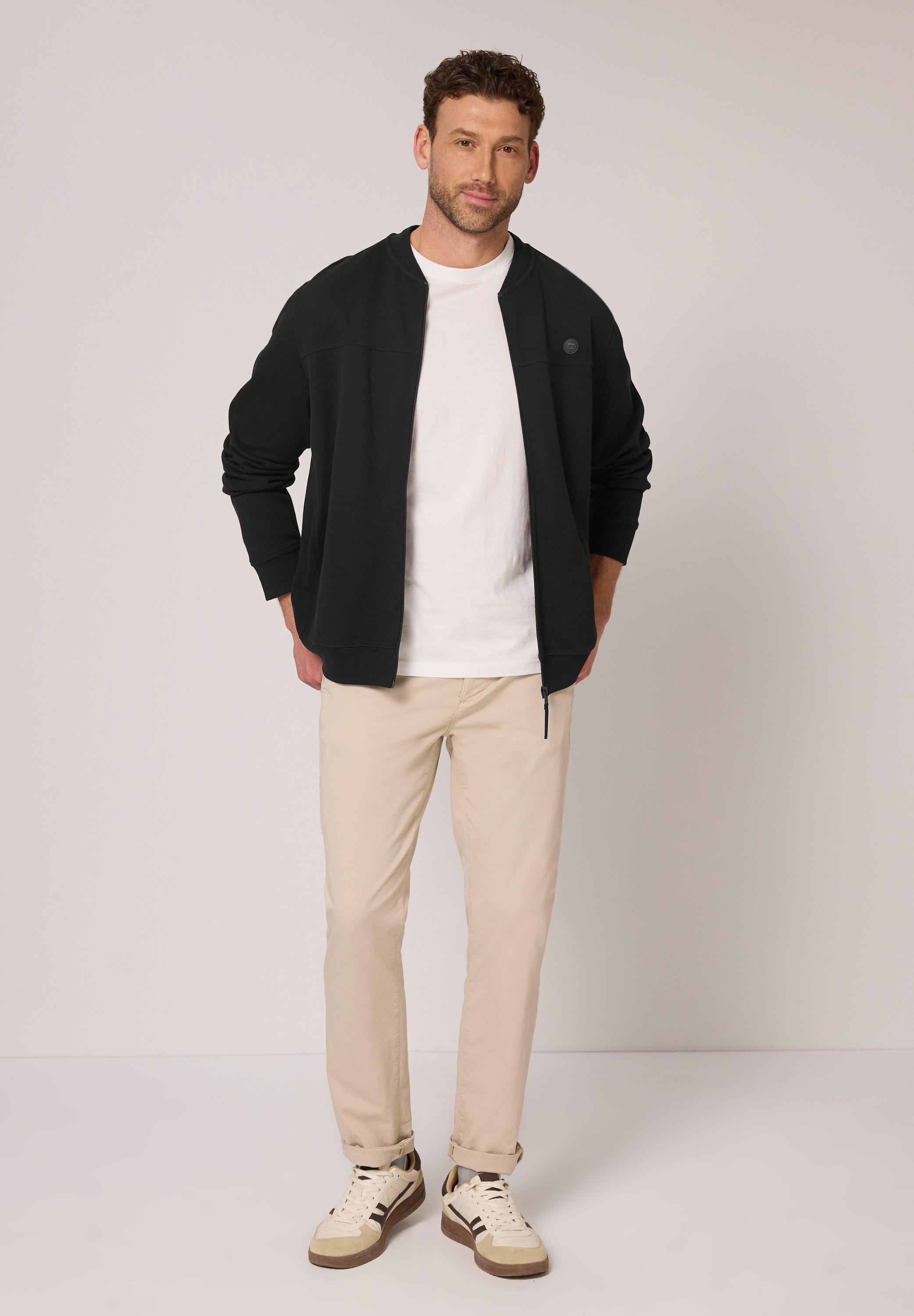 Blouson STREET ONE MEN, Herren, Gr. M (40), schwarz, Web, 90% Baumwolle, 10% Polyester, unifarben, normal normal, ohne Ausschnitt, Bündchen, Jacken Blouson, mit Taschen-Detail 3