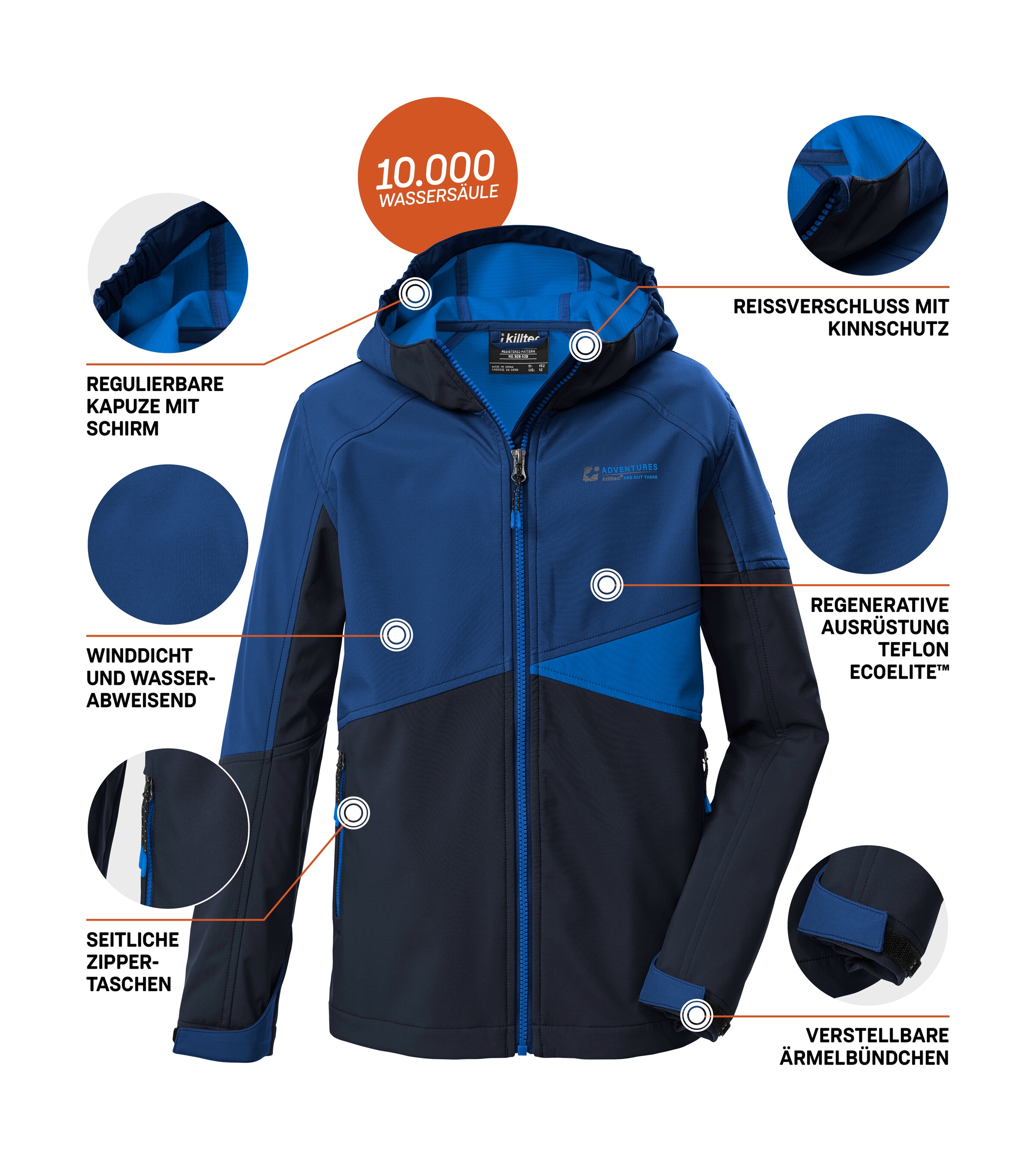 Killtec Softshelljacke »KOS 142 BYS SFTSHLL JCKT« Wind- und wasserabweisende Kinderjacke, Colourblock-Design