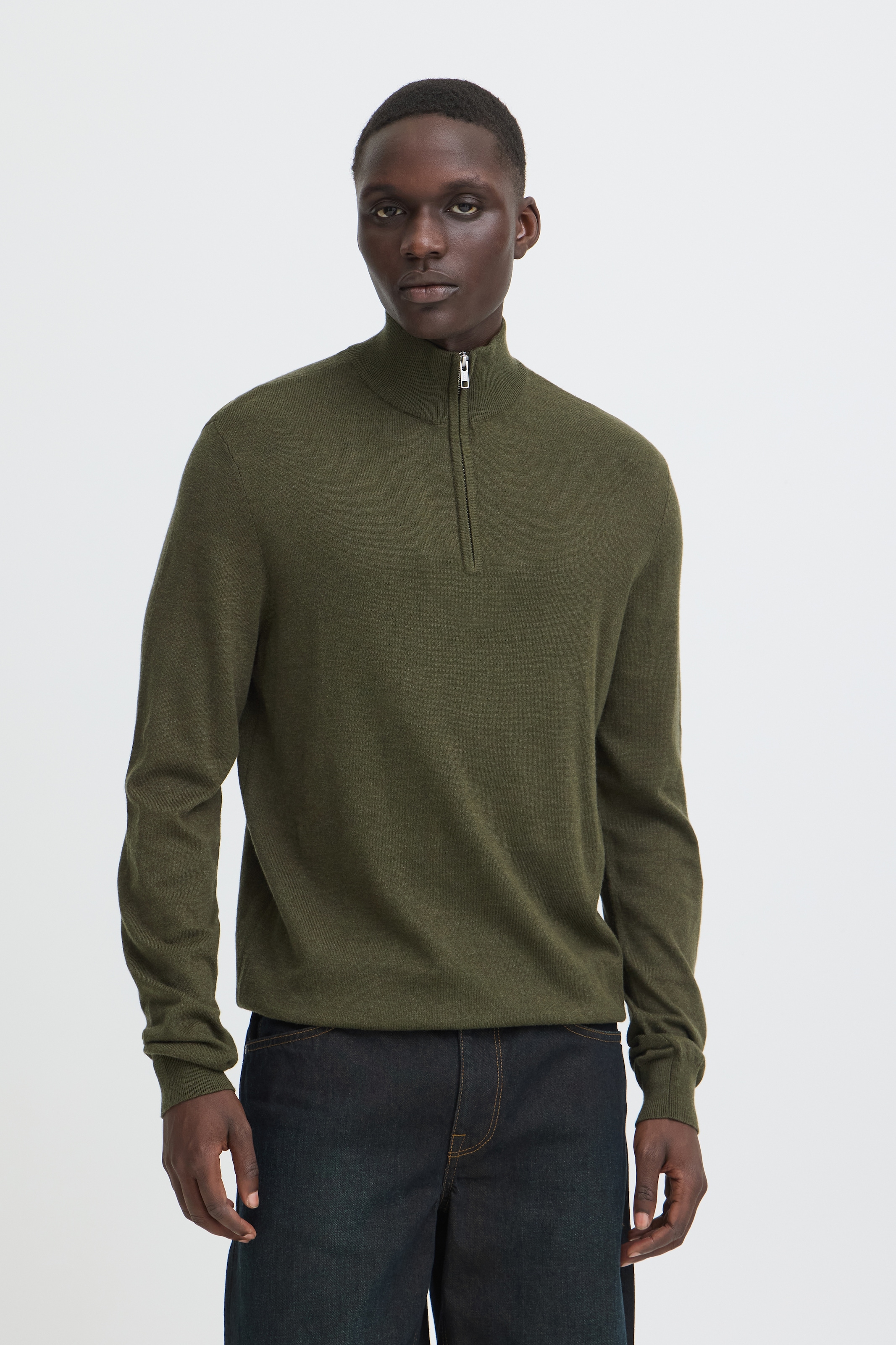 Blend "BHBAGGE HALF ZIPP KNIT" Baumwollmischung, regular fit
